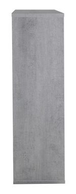 Composad Regal MIPIACE, B 120 x H 121 cm, Betondekor, Weiß Hochglanz, mit 1 Schublade und 6 Fächern