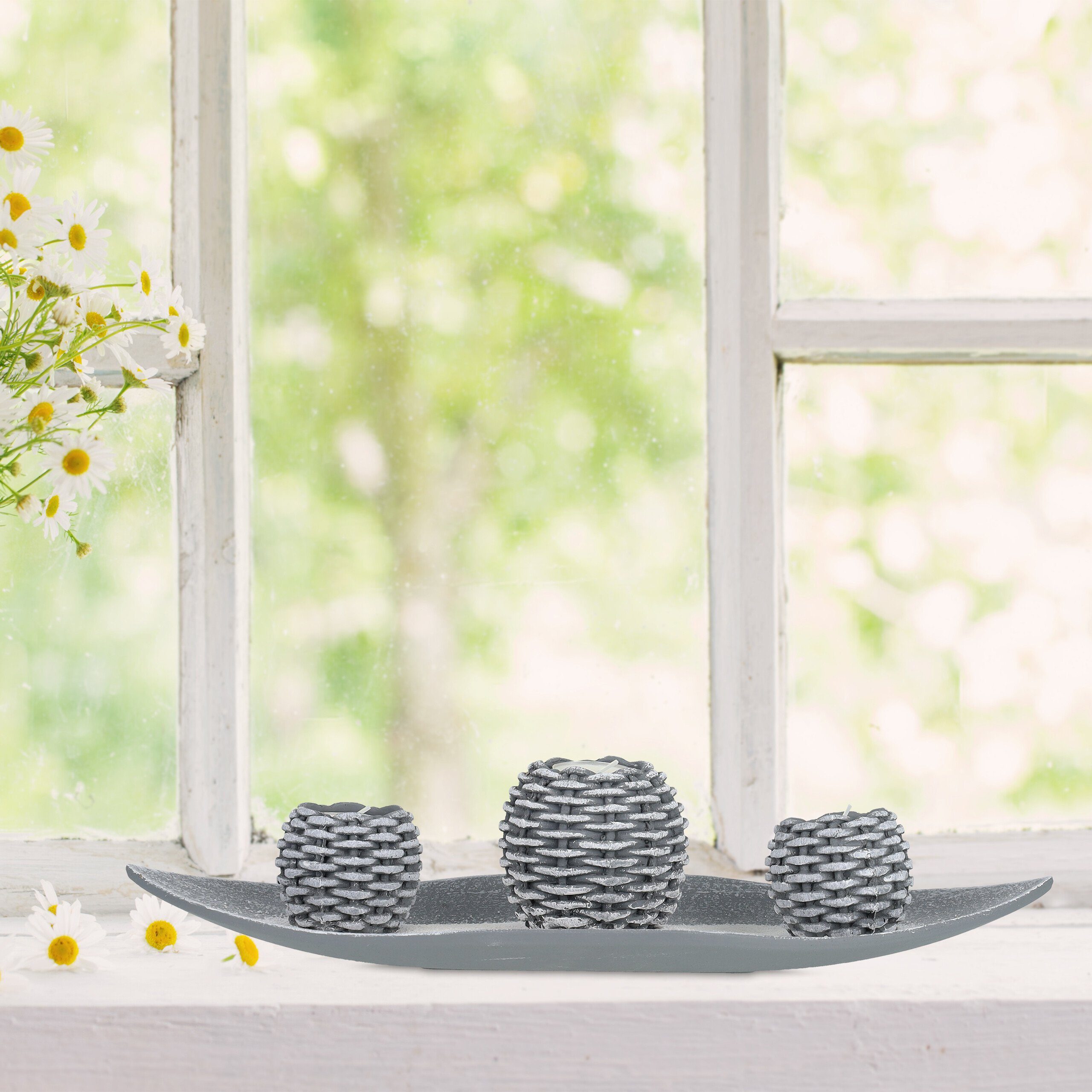 relaxdays Teelichthalter mit Tablett Kerzen Deko (8 St) – Bild 5 von 5