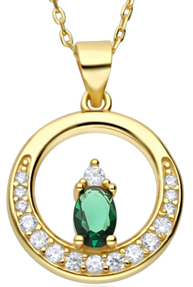 Kette mit Anhänger 925 Silber gold grün pink – Eleganter Glücksmoment für jeden Tag