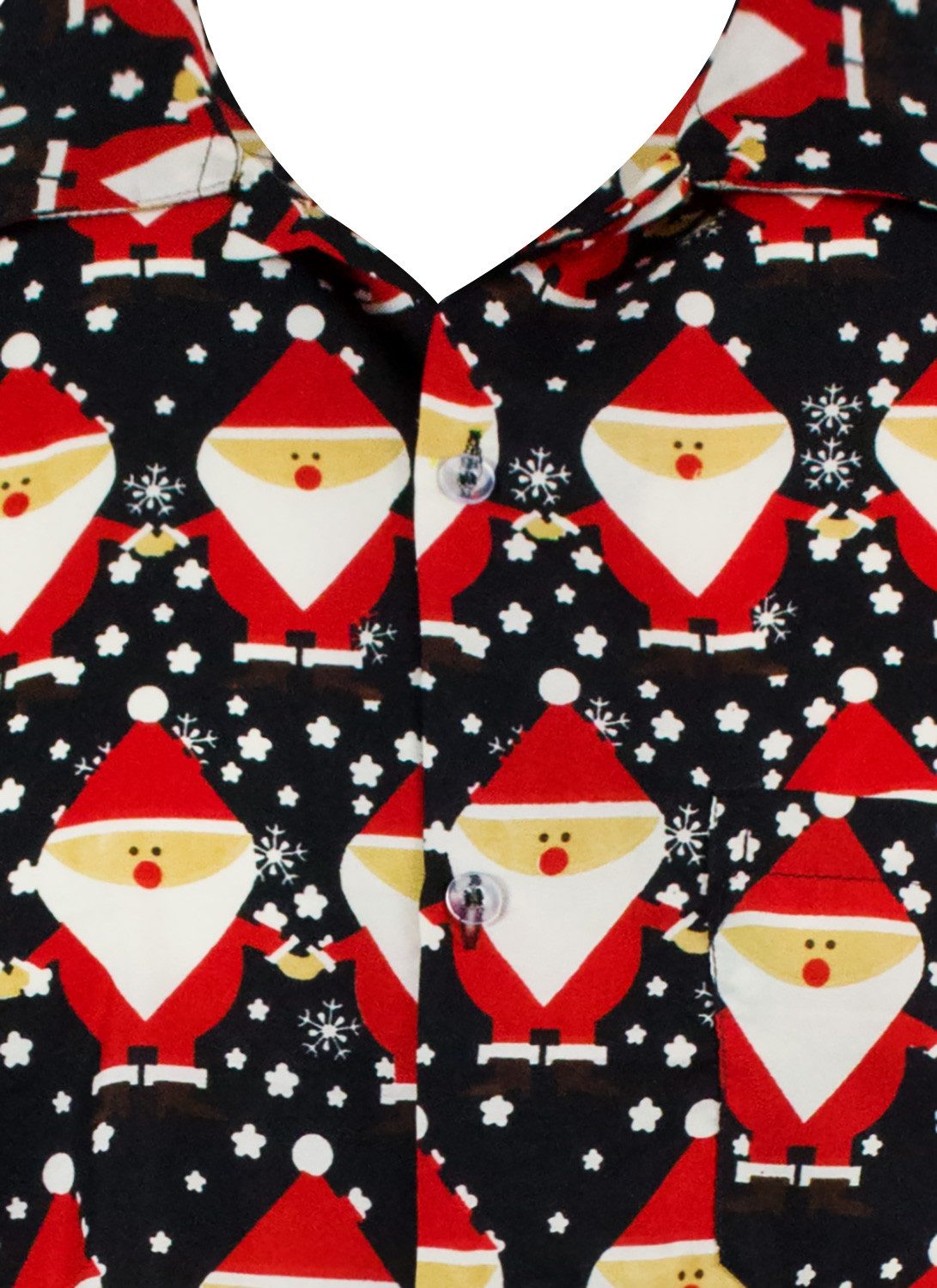 King Kameha Hawaiihemd Christmas Santa Allover Funky Hawaii-Hemd Kurzarm Front-Tasche Unisex