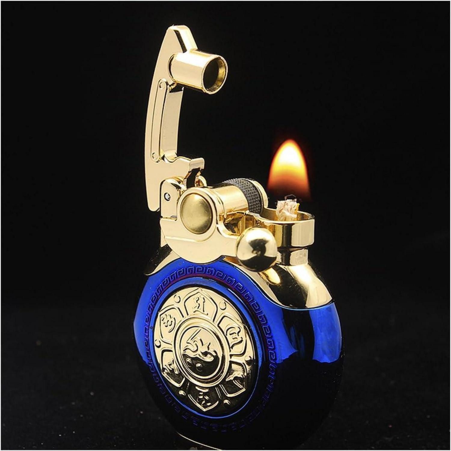 lliang Feuerzeug Antikes Vintage Feuerzeug Blau winddicht wiederverwendbar