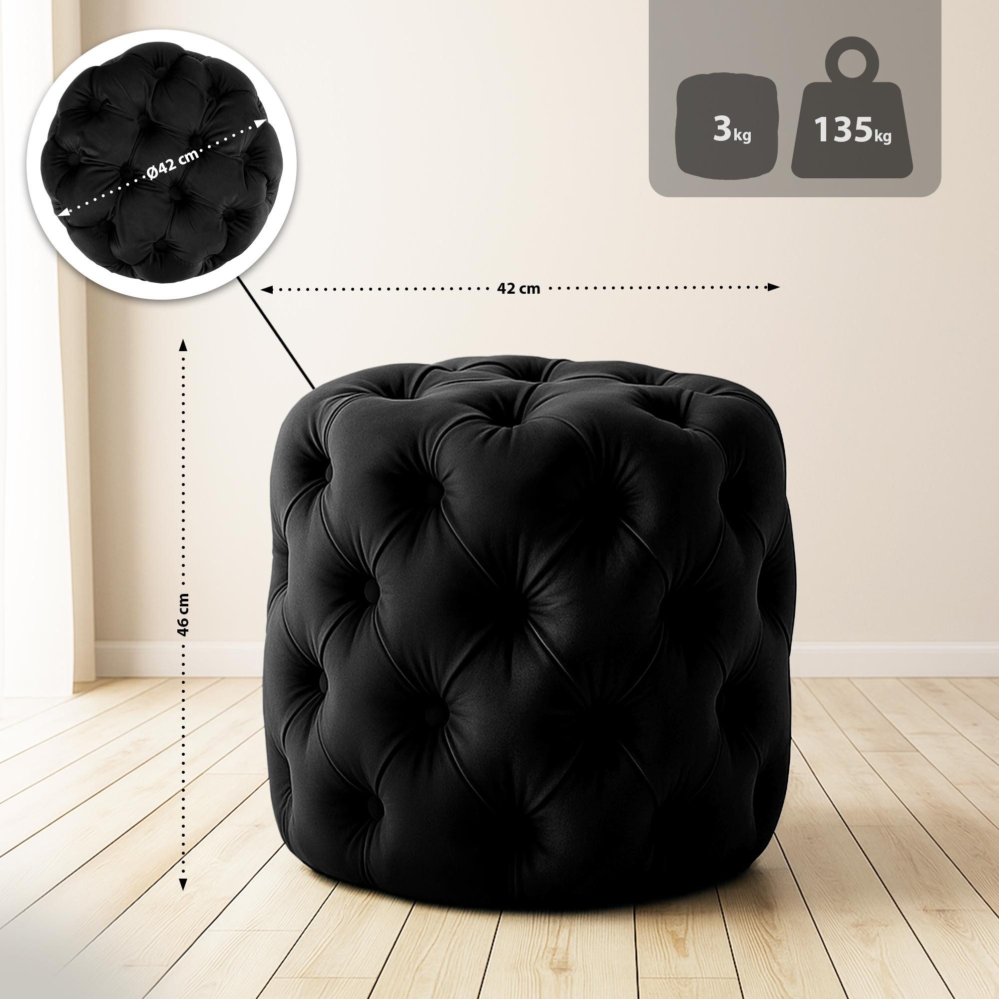 CLP Sitzhocker Drancy Samt (1er, 1 St., 1er), gepolstert mit Zierknöpfen günstig online kaufen