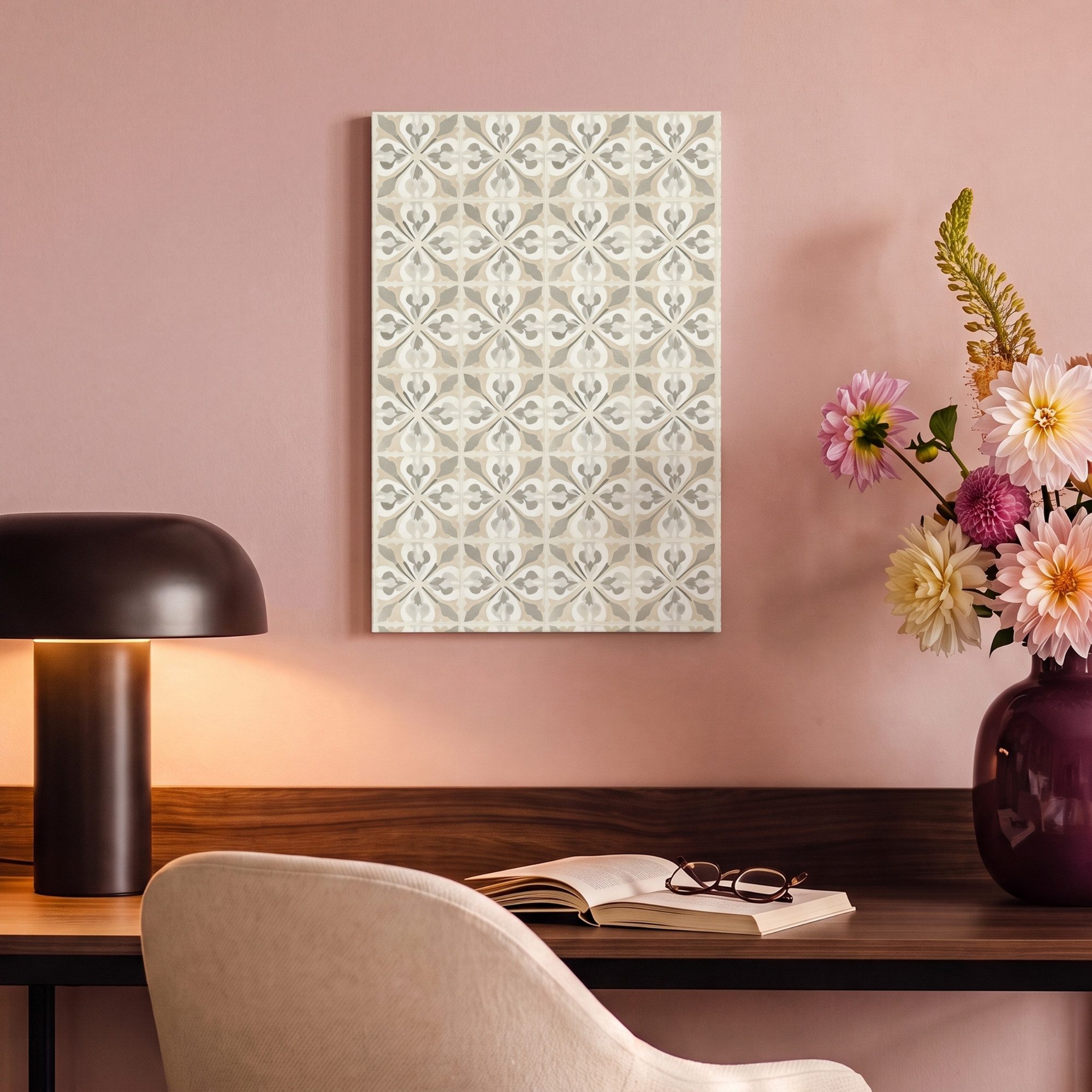 OneMillionCanvasses® Leinwandbild Fliese - Motiv - Beige, Fotodruck (1 St), Wandbild, Deko Schlafzimmer Wohnzimmer Flur 20x20 cm – Bild 4 von 5
