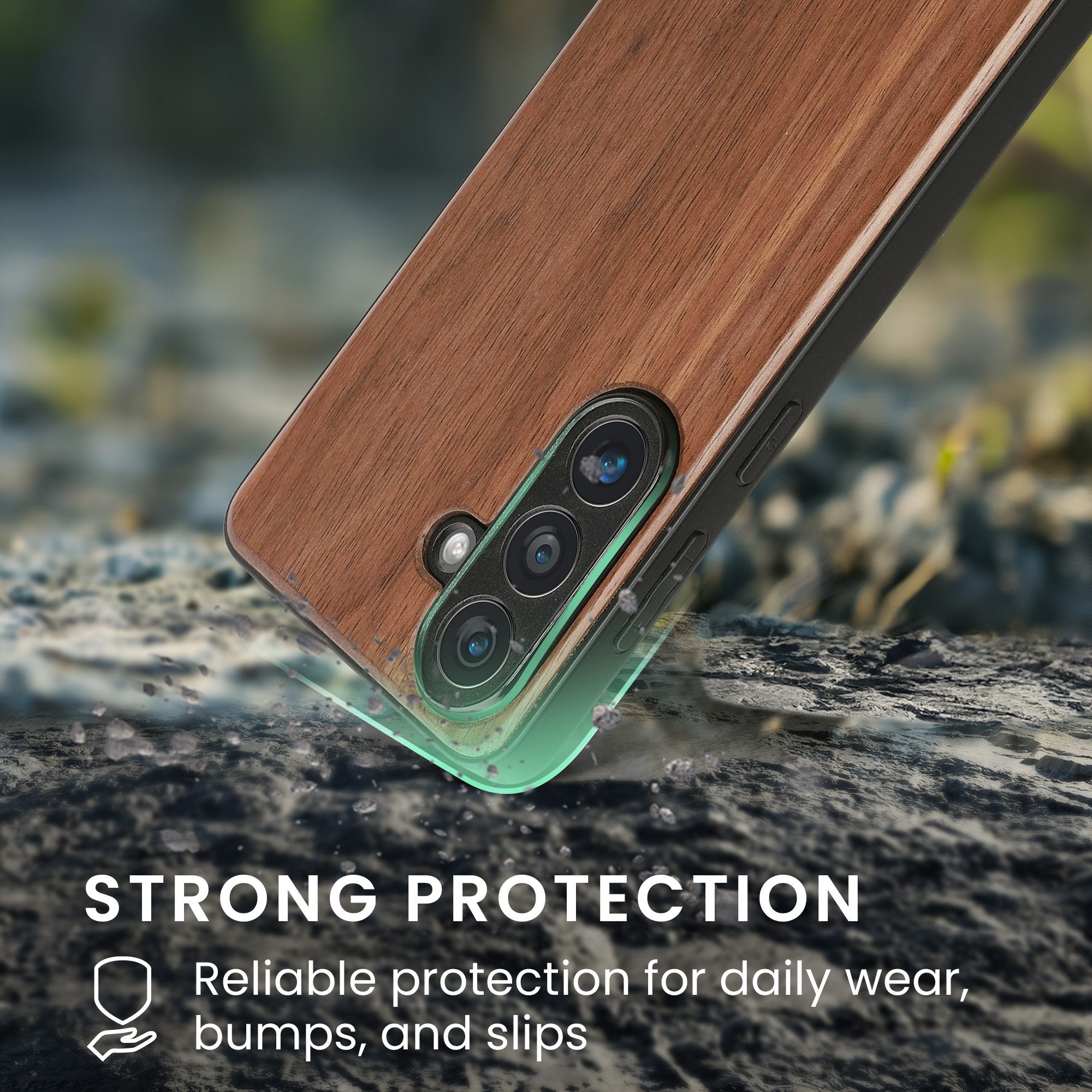 kwmobile Smartphone-Hülle Echtholz Schutzhülle für Samsung Galaxy S26 Hülle, Cover aus Holz und TPU - Kompatibel mit MagSafe - Holz – Bild 5 von 5