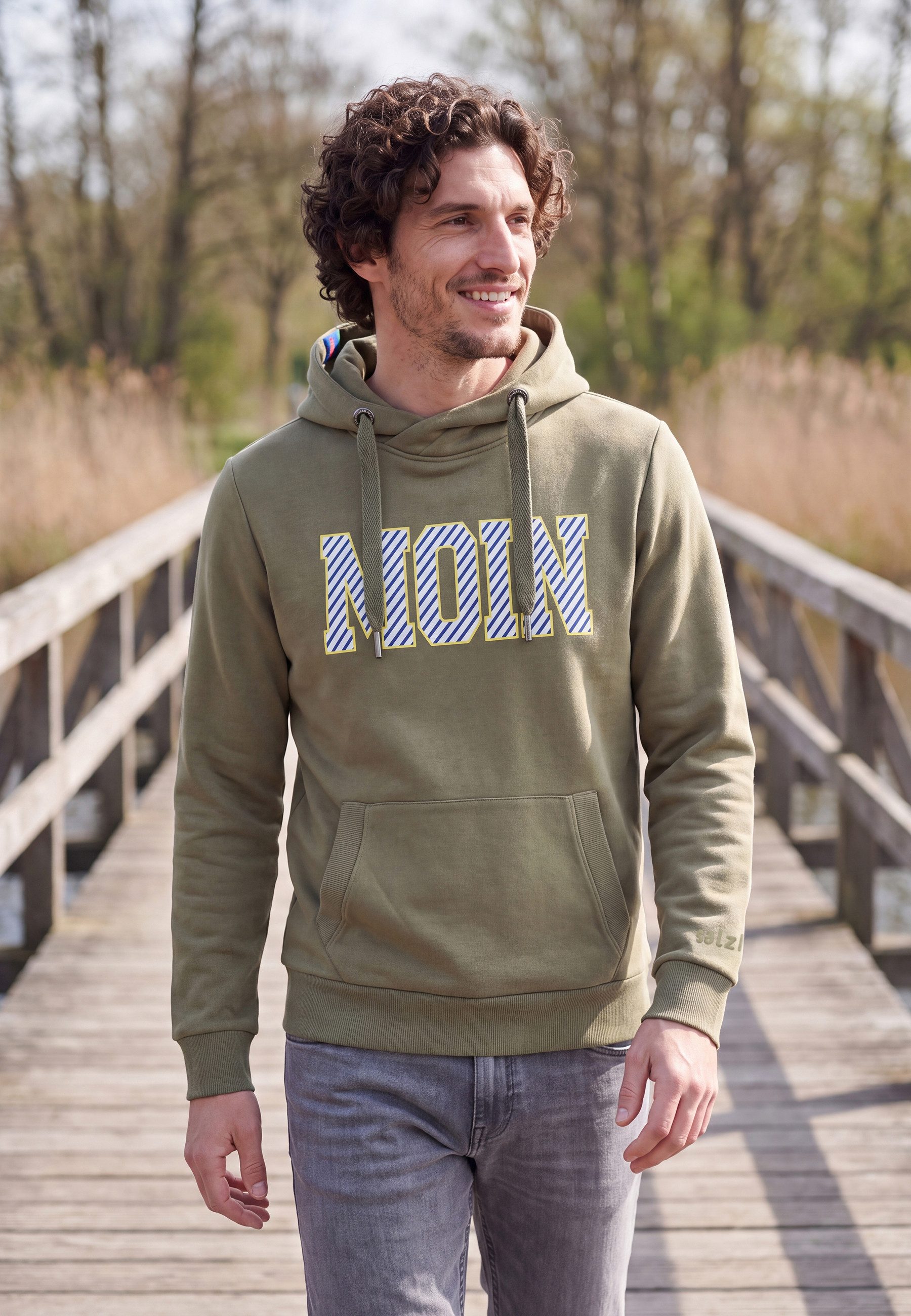salzhaut Hoodie HEFF - MOIN Stripes Herren normale Passform salzhaut Kapuzenpullover – bequemer Fit und nordisch klares Design