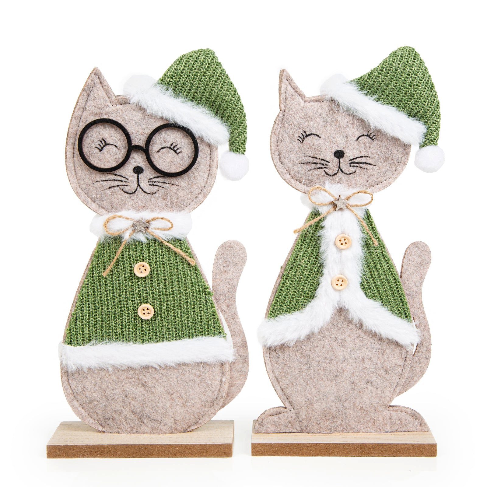 Logbuch-Verlag Dekofigur Weihnachtskatzen Set 2 Katzen Figuren grün grau De günstig online kaufen