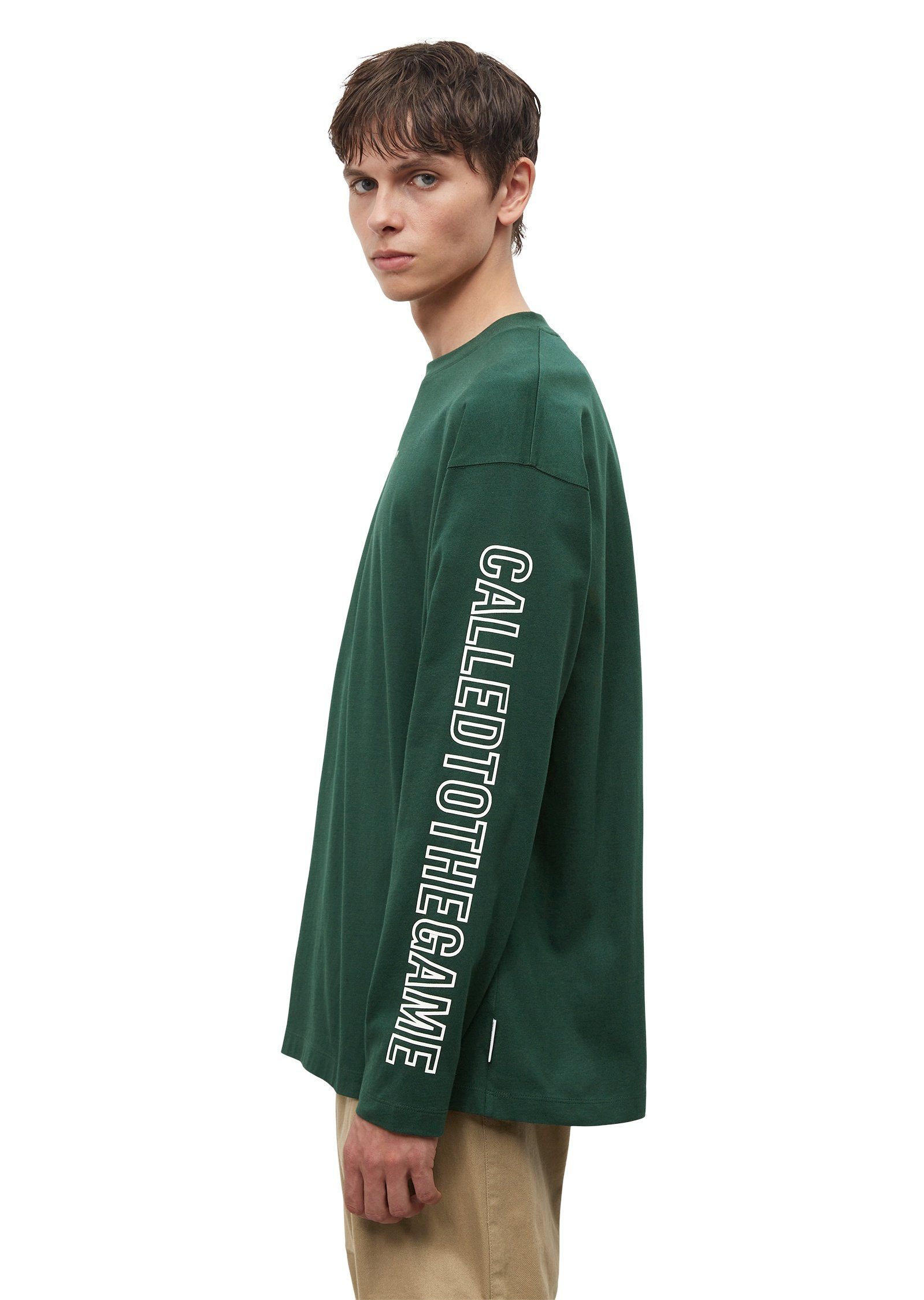 in Heavy-Jersey-Qualität Langarmshirt grün DENIM O'Polo Marc