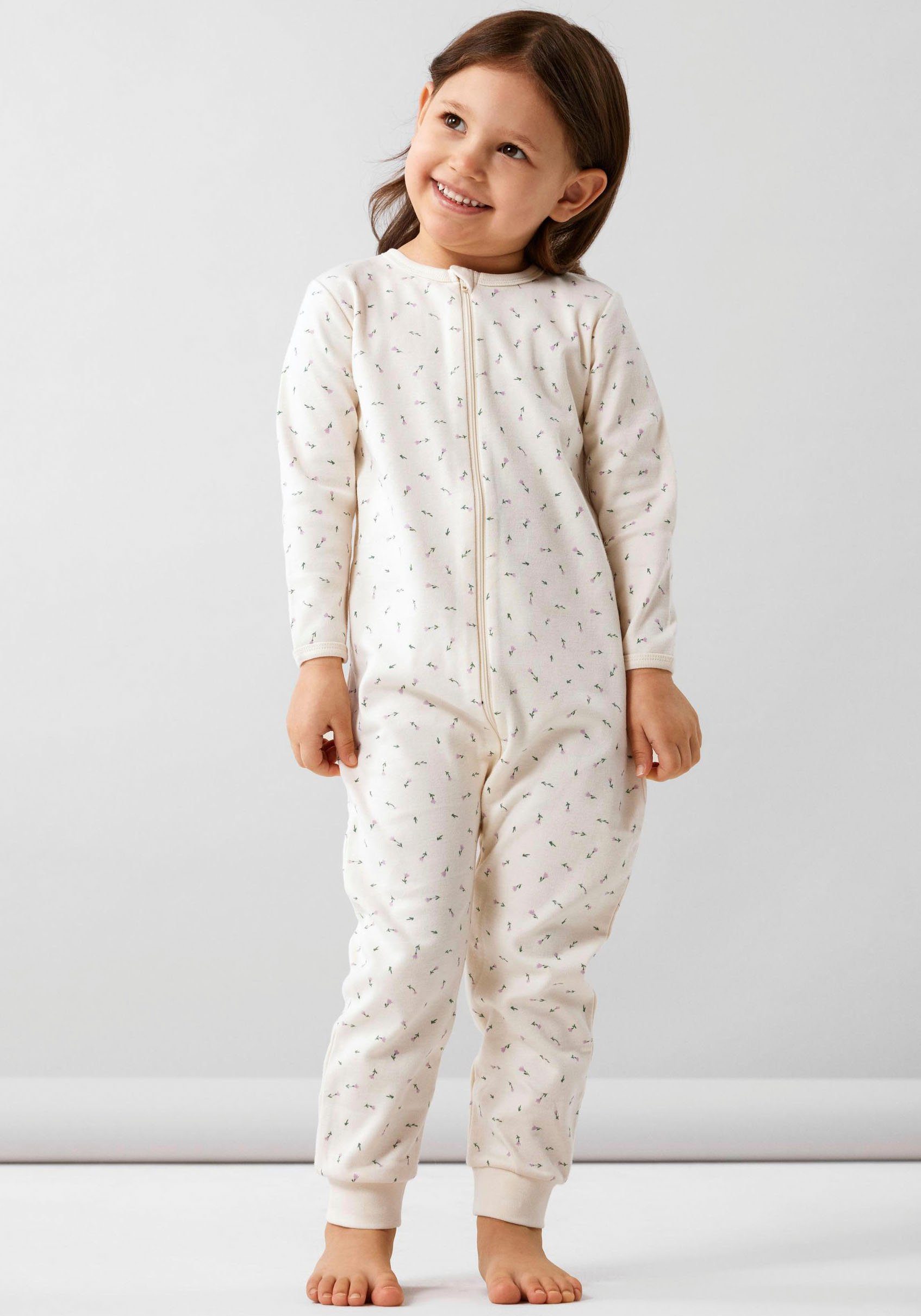 Name It Schlafanzug NBFNIGHTSUIT ZIP BUTTERCREAM FLORAL NOOS | Schlafanzüge