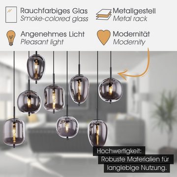 bmf-versand Hängeleuchte Hängelampe Esszimmer Hängeleuchte Wohnzimmer Rauchglas Pendelleuchte, Leuchtmittel wechselbar, Rauchglas