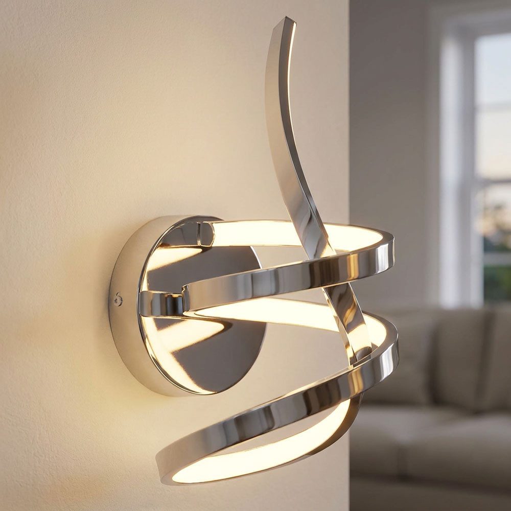GLOBO LIGHTING LED Wandleuchte, LED-Leuchtmittel fest verbaut, Warmweiß, Wandleuchte Designlampe Flurleuchte LED Alu verchromt opal Silikon