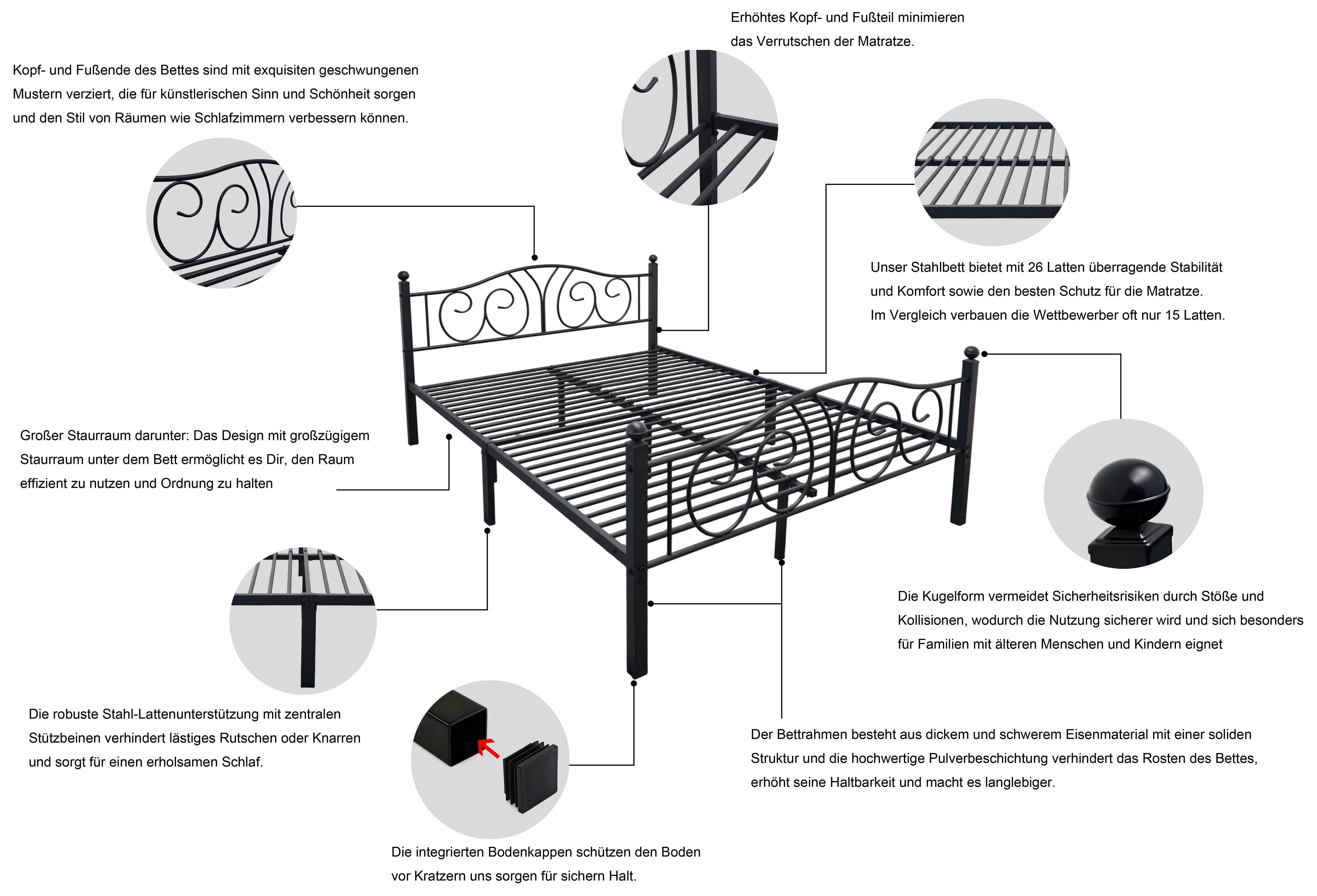 OTTO home Metallbett LUND Landhausbett Bett Märchenbett Prinzessinbett, Träume wie im Märchen: Dein romantisches Metallbett in 2 Breiten