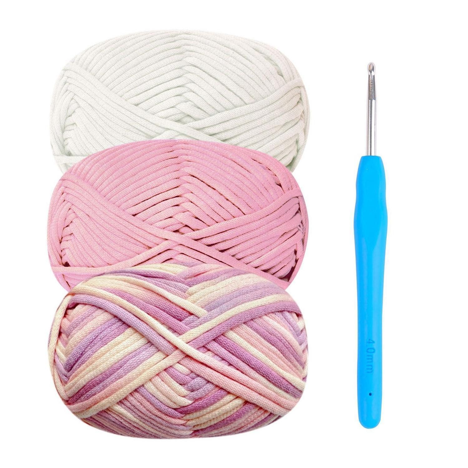 LuxusKollektion Häkelgarn Set Rosa 3x50g mit 4mm Nadel Häkelwolle, (1-St)