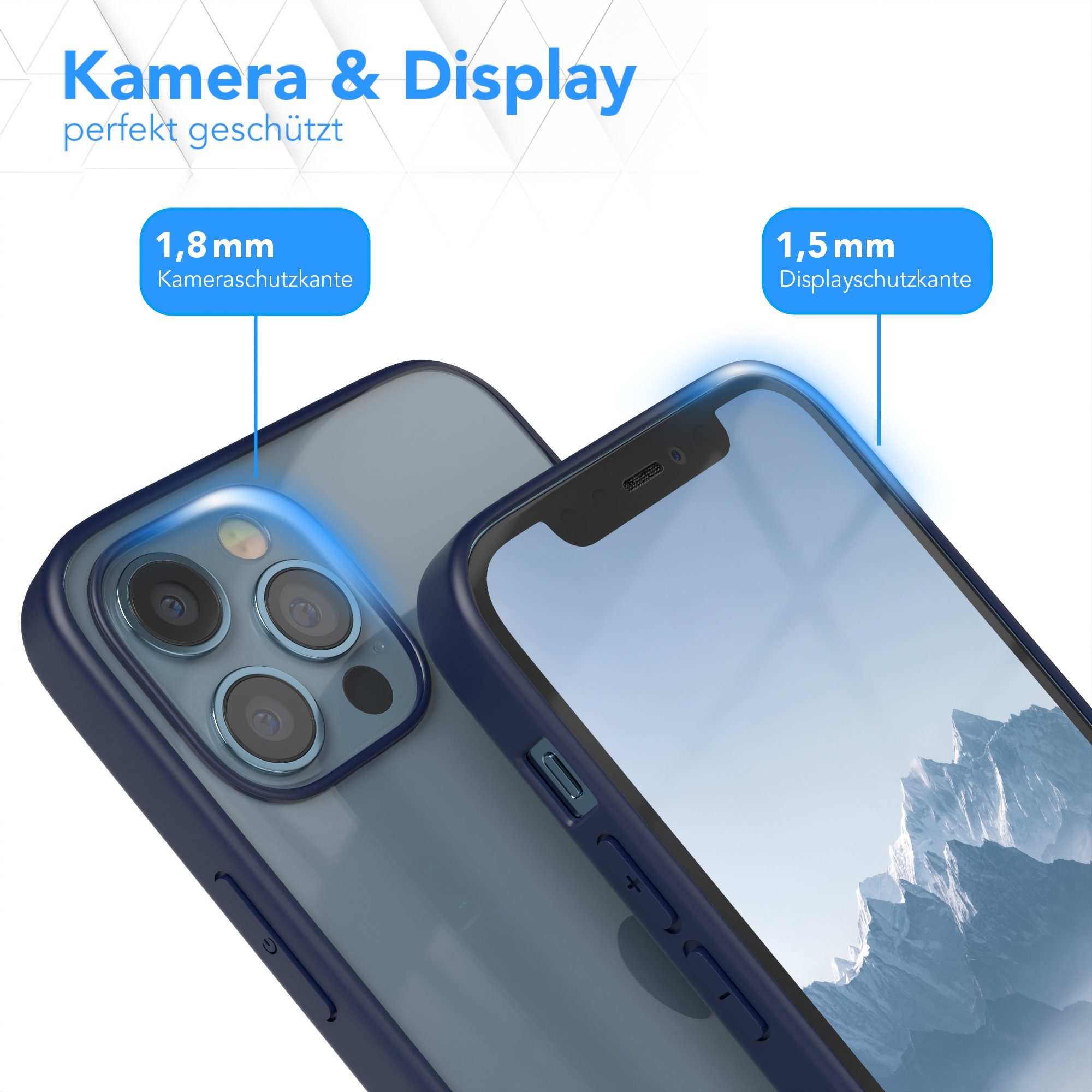 EAZY CASE Handyhülle Bumper Case für Apple iPhone 12 / iPhone 12 Pro 6,1 Zoll, Handyhülle Dünn mit Kameraschutz Hybrid Handyhülle Rand Nacht Blau – Bild 3 von 5