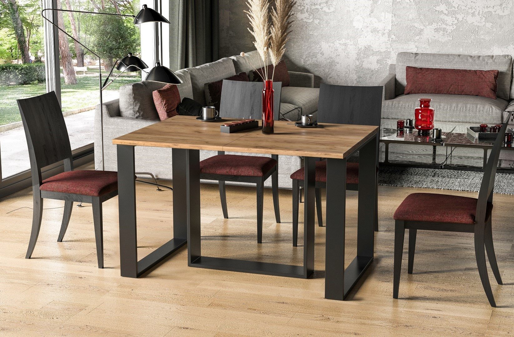 Endo-Moebel Kulissen-Esstisch "Borys 290" 130cm-290cm Kufengestell günstig online kaufen