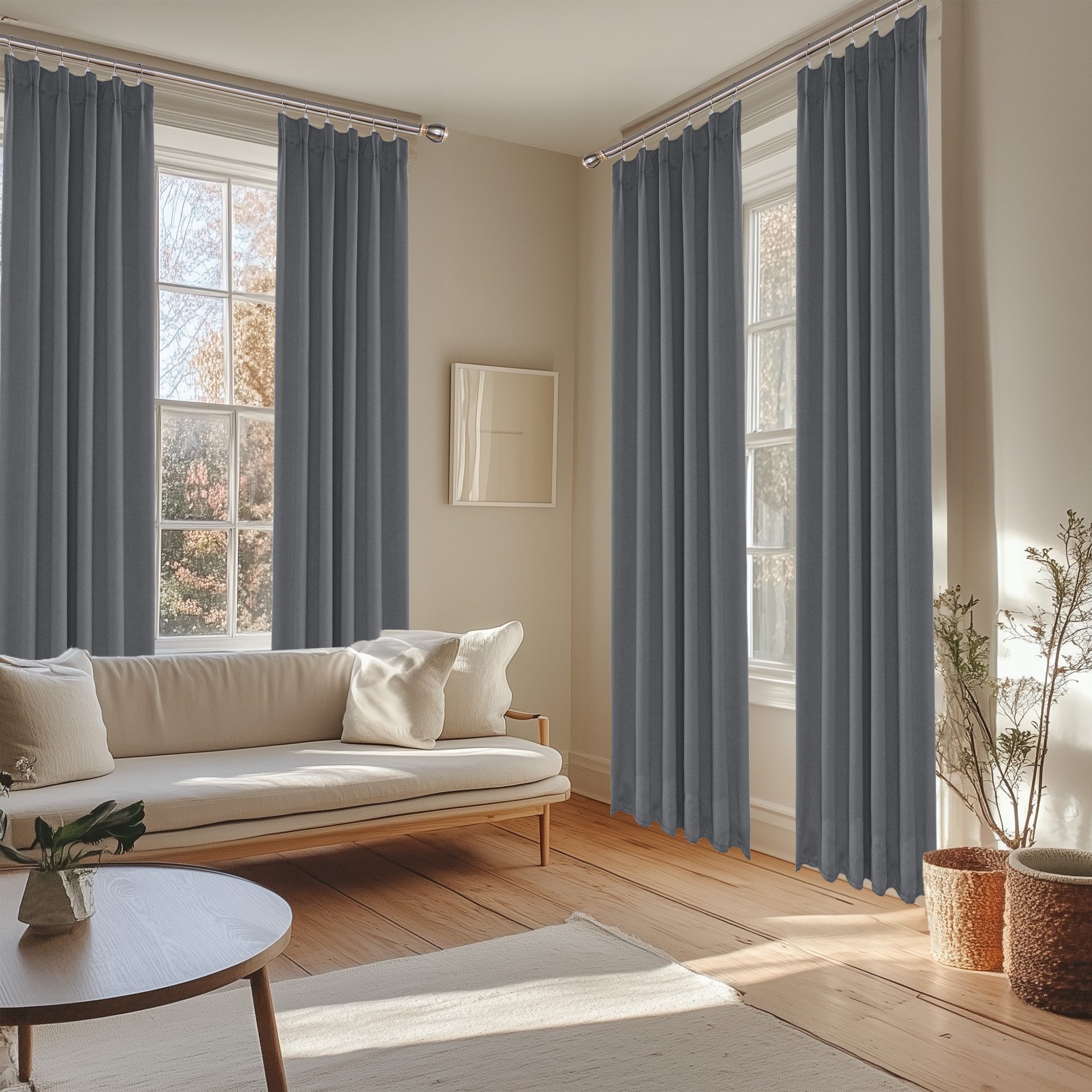 Deconovo Verdunkelungsvorhang Gardinen mit Kräuselband Blickdicht günstig online kaufen