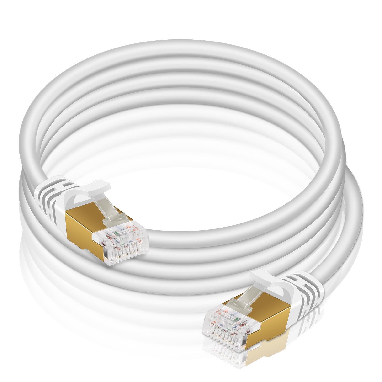 VERCO Cat 7 Netzwerkkabel rundes LAN-Kabel, RJ-45 (Ethernet), (1000 cm), 10 / 100 / 1000 Mbits Geschwindigkeit bis 1 Gbits S/FTP Patchkabel