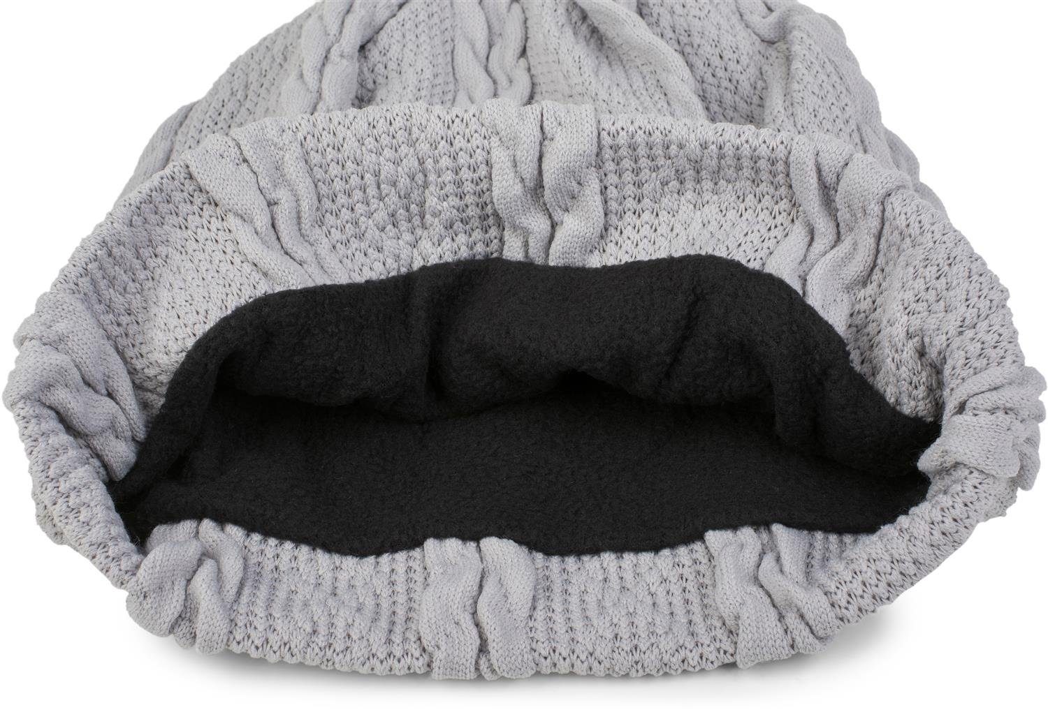 styleBREAKER Strickmütze Feinstrick Beanie mit Zopfmuster und Fleece (1-St)