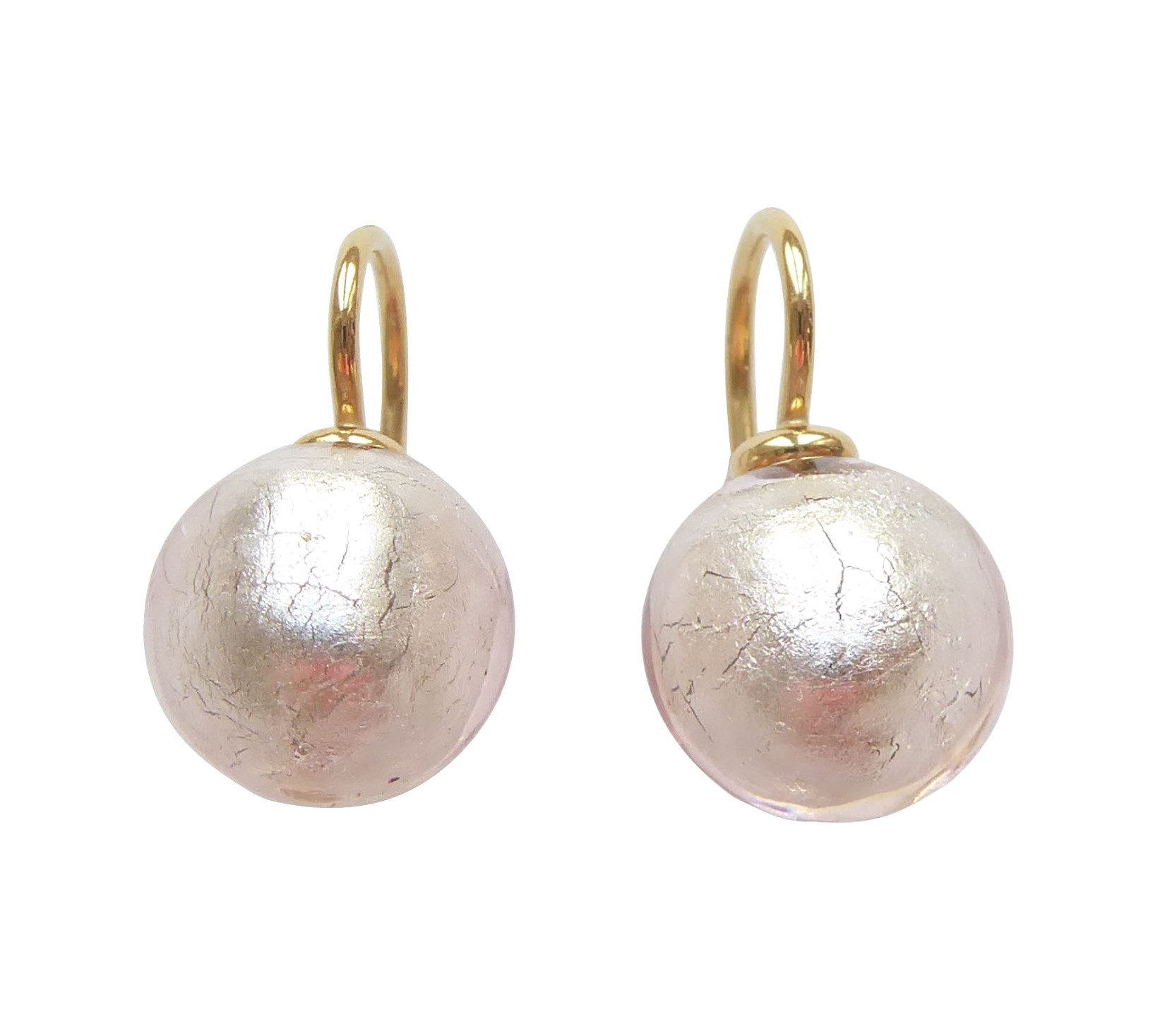 Paar Ohrhänger Murano hellrosa gold-platt. Basic-Ohrringe schlicht trendig
