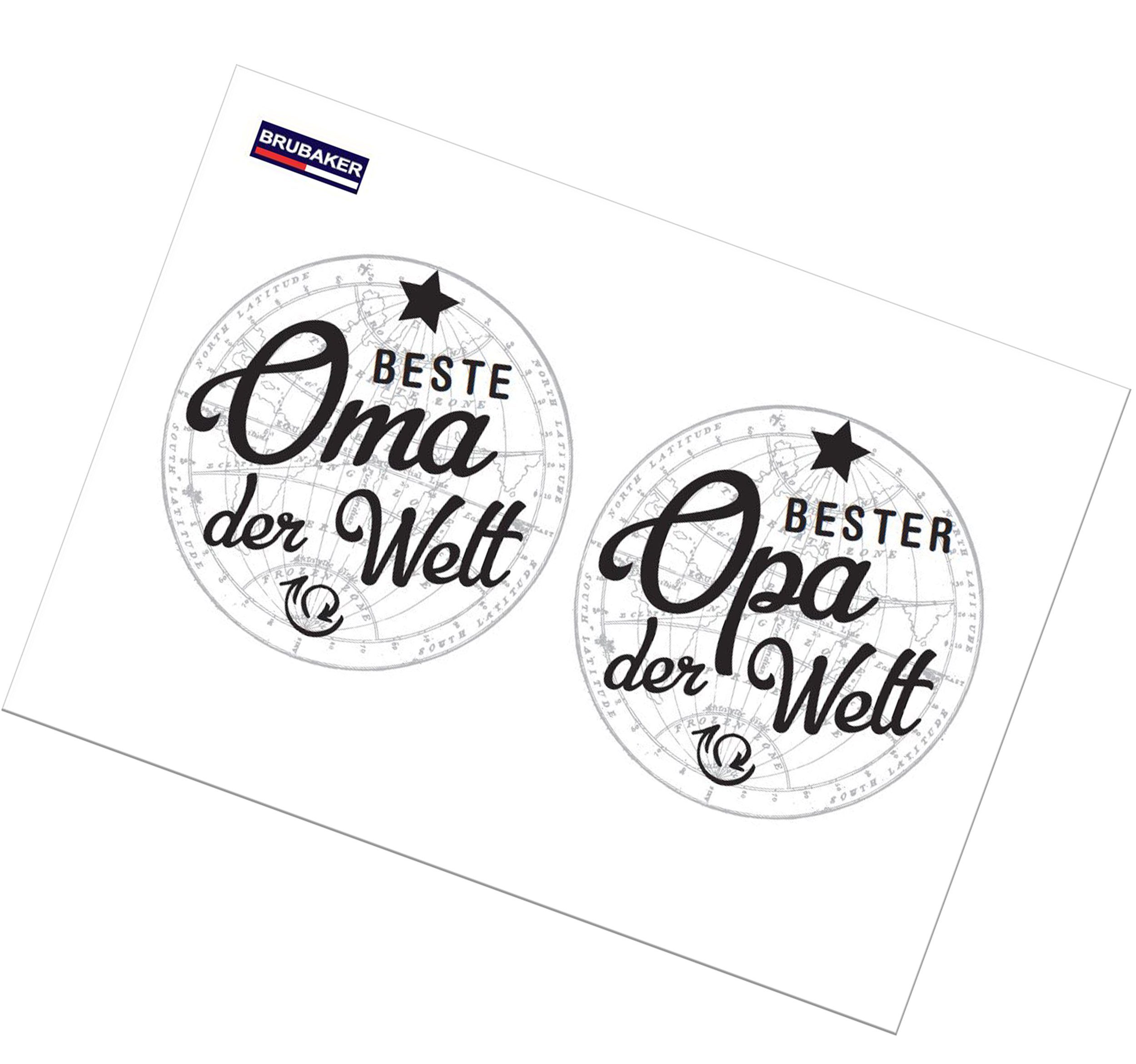 BRUBAKER Tasse 2er-Set Motivtassen "Beste Oma" und "Bester Opa", 4-tlg., Keramik, 2x Kaffeebecher in Geschenkpackung mit Grußkarte - für Großeltern