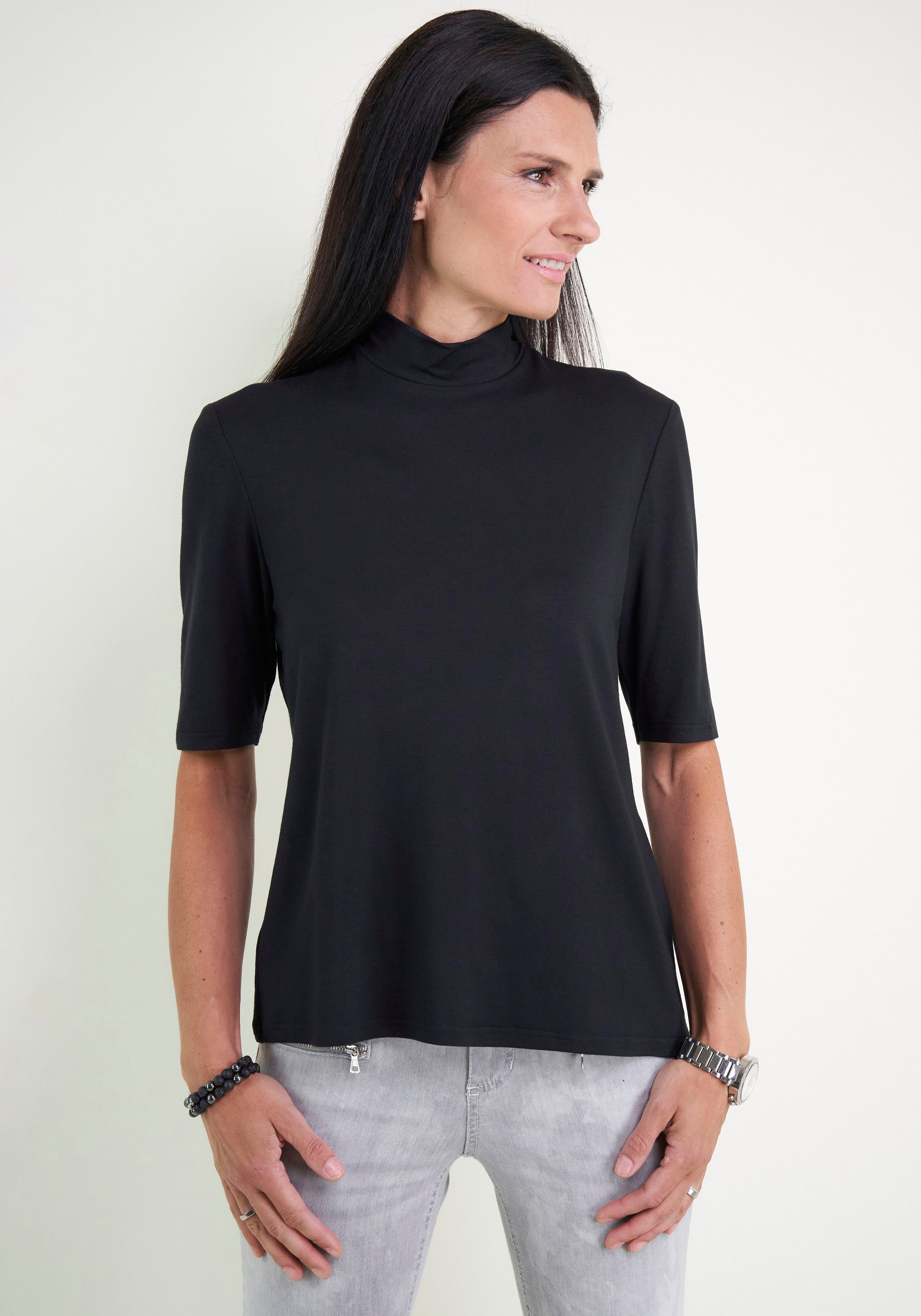 Seidel Moden Stehkragenshirt im hüftlangen Schnitt, günstig online kaufen