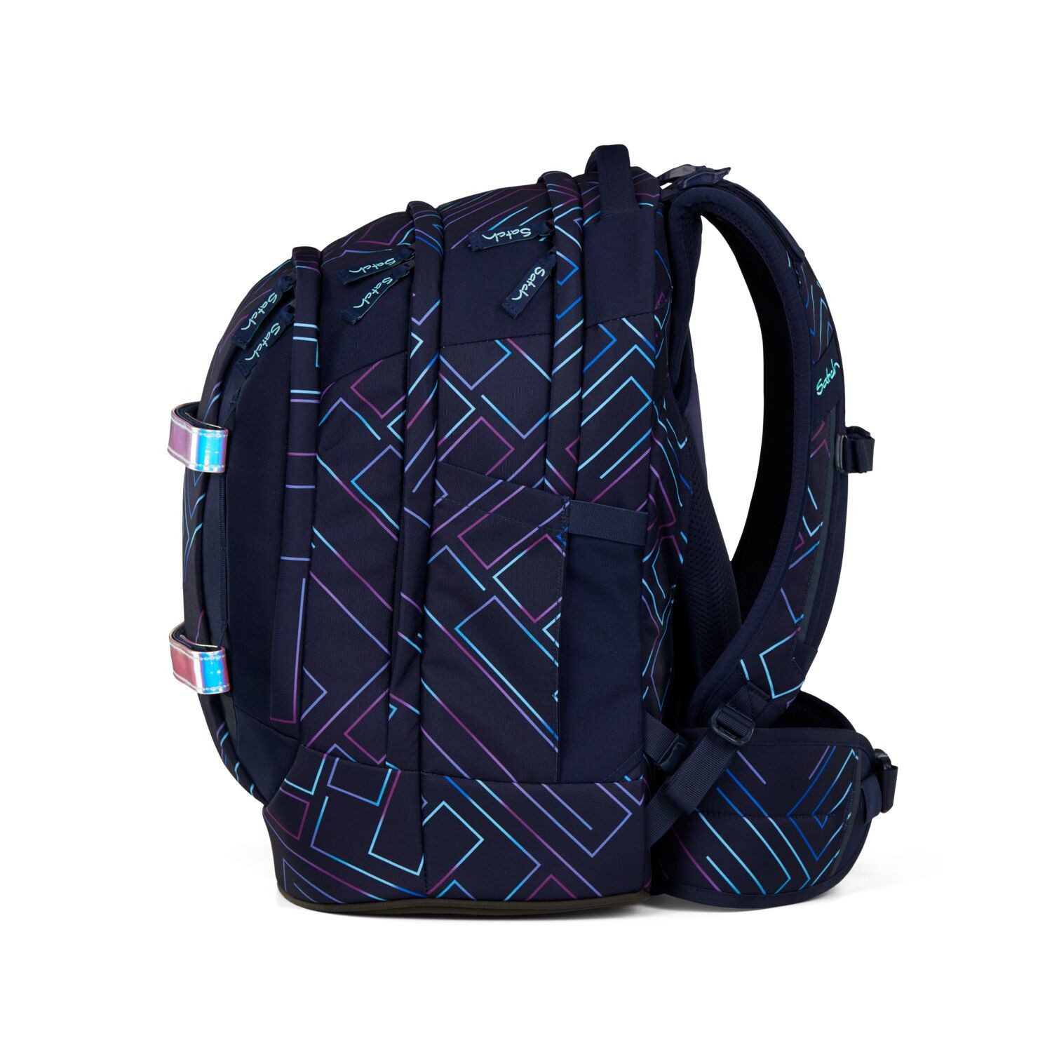 Satch Schulranzen Schulrucksack-Set PACK Purple Laser 3-teilg (3-teilig), ergonomisch, Your-Size-System: auf Körpergröße anpassbar – Bild 5 von 5