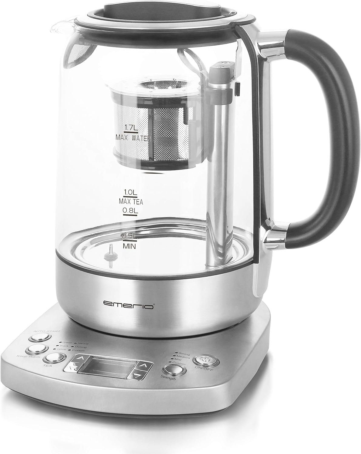 Emerio Wasserkocher, 1,7 TESTSIEGER Teesieb l, W, Wasserkocher Teekocher Glas 2200,00 mit vollautomatisches