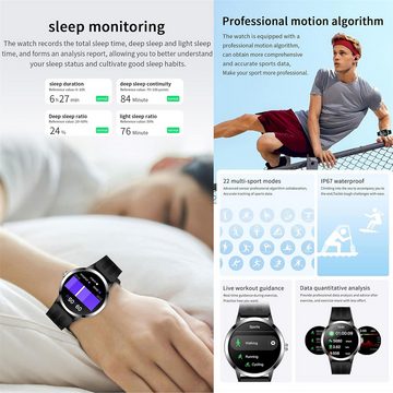 SGDDFIT Smartwatch (1,32 Zoll, Android, iOS), mit Pulsmesser Schlafmonitor Schrittzähler,IP68 Wasserdicht, Sportuhr