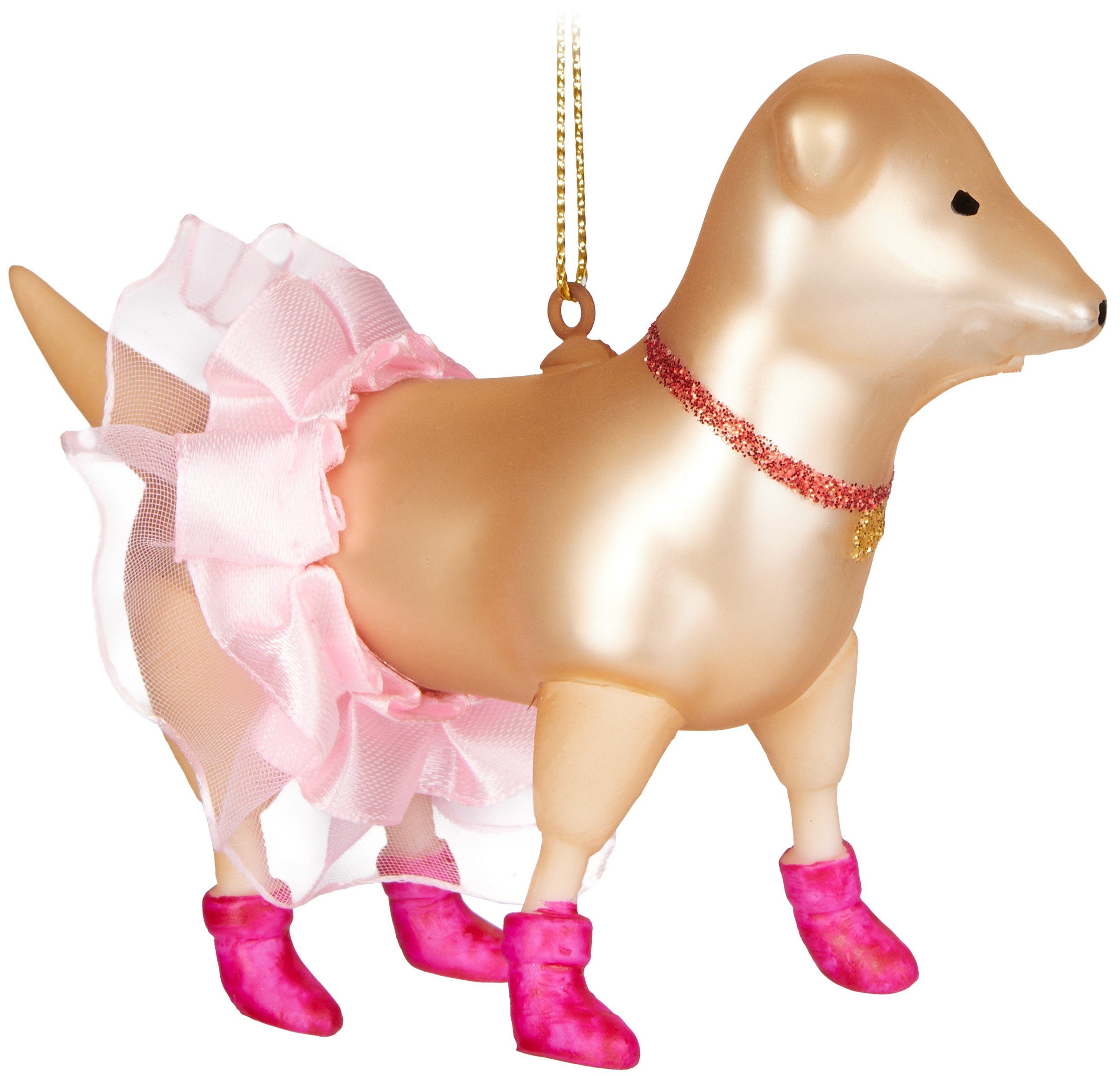 BRUBAKER Christbaumschmuck Hund als Ballerina - Handbemalte Weihnachtskugel Hund aus Glas (1-tlg), Weihnachtsbaumkugel Prima-Ballerina Lustig Baumkugel - 11,8 cm