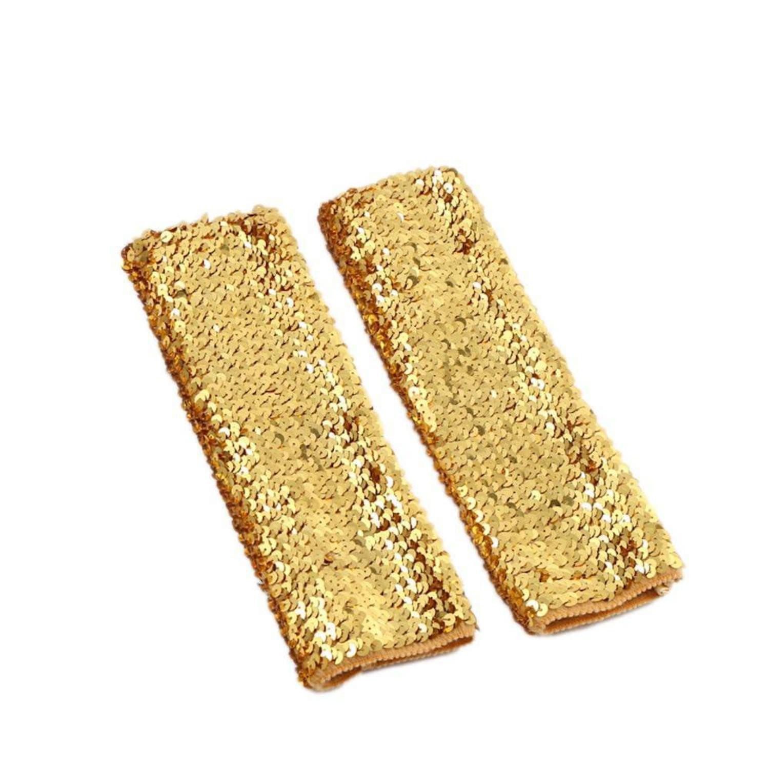 LuxusKollektion Abendhandschuhe Halbfingerhandschuhe Pailletten Gold 9x21cm (1-St)