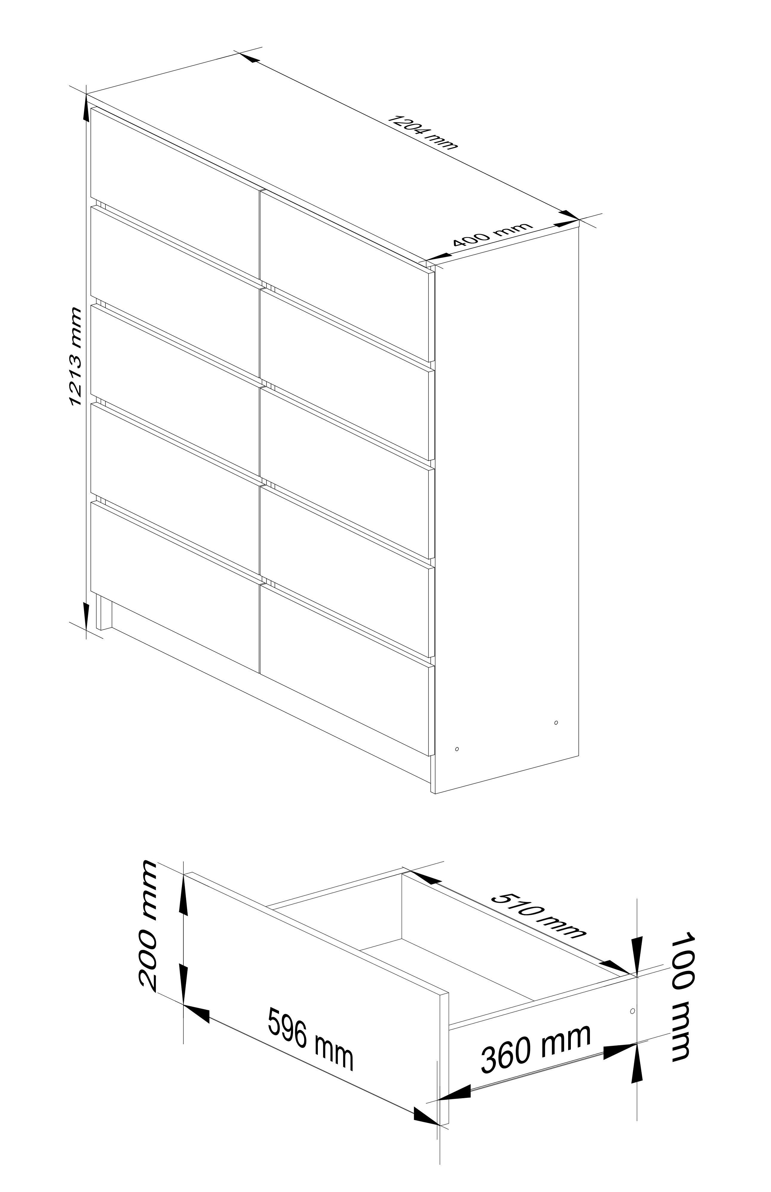 Raumhirsch Furniture Kommode mit 10 Schubladen 120 cm breit Holz Schrank, (viele Farbvarianten - Maße: 120 x 121 x 40 cm) - Hochwertig & stabil