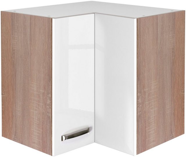 Flex-Well Exclusiv Eck-Hängeschrank Valero 60 cm x 60 cm Hochglanz Weiß