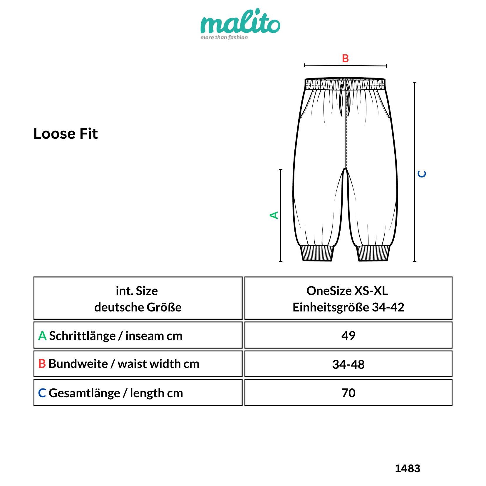 malito more than fashion Haremshose malito Damen Pumphose kurz in Uni Farben, Haremshose zum Tanzen, Damen Haremshose