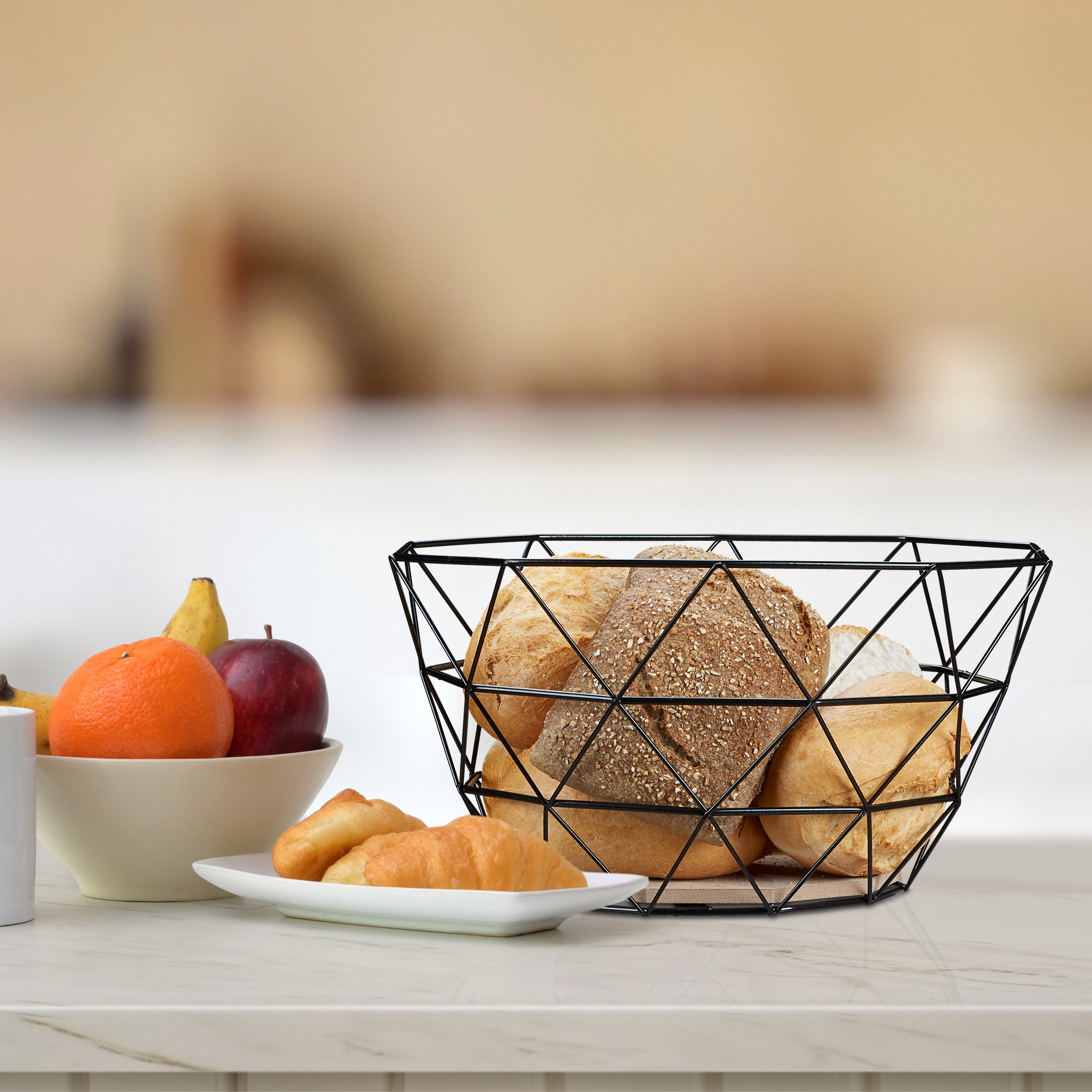 relaxdays Obstschale Obstkorb Gitter Design, Eisen, schwarz
