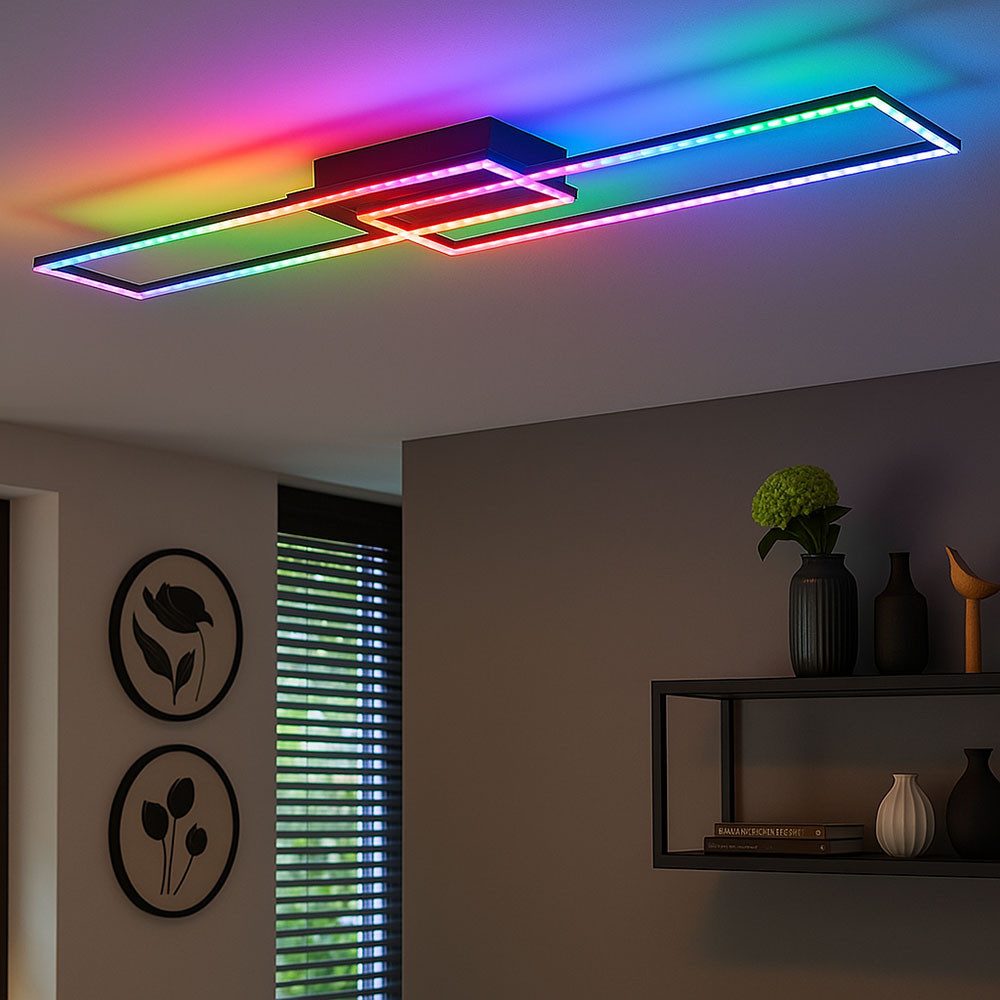 JUST LIGHT LED Deckenleuchte, LED-Leuchtmittel fest verbaut, Kaltweiß, Warmweiß, Neutralweiß, Tageslichtweiß, Farbwechsel, Deckenlampe Deckenleuchte LED Dimmer Fernbedienung Farbwechsel L 121cm