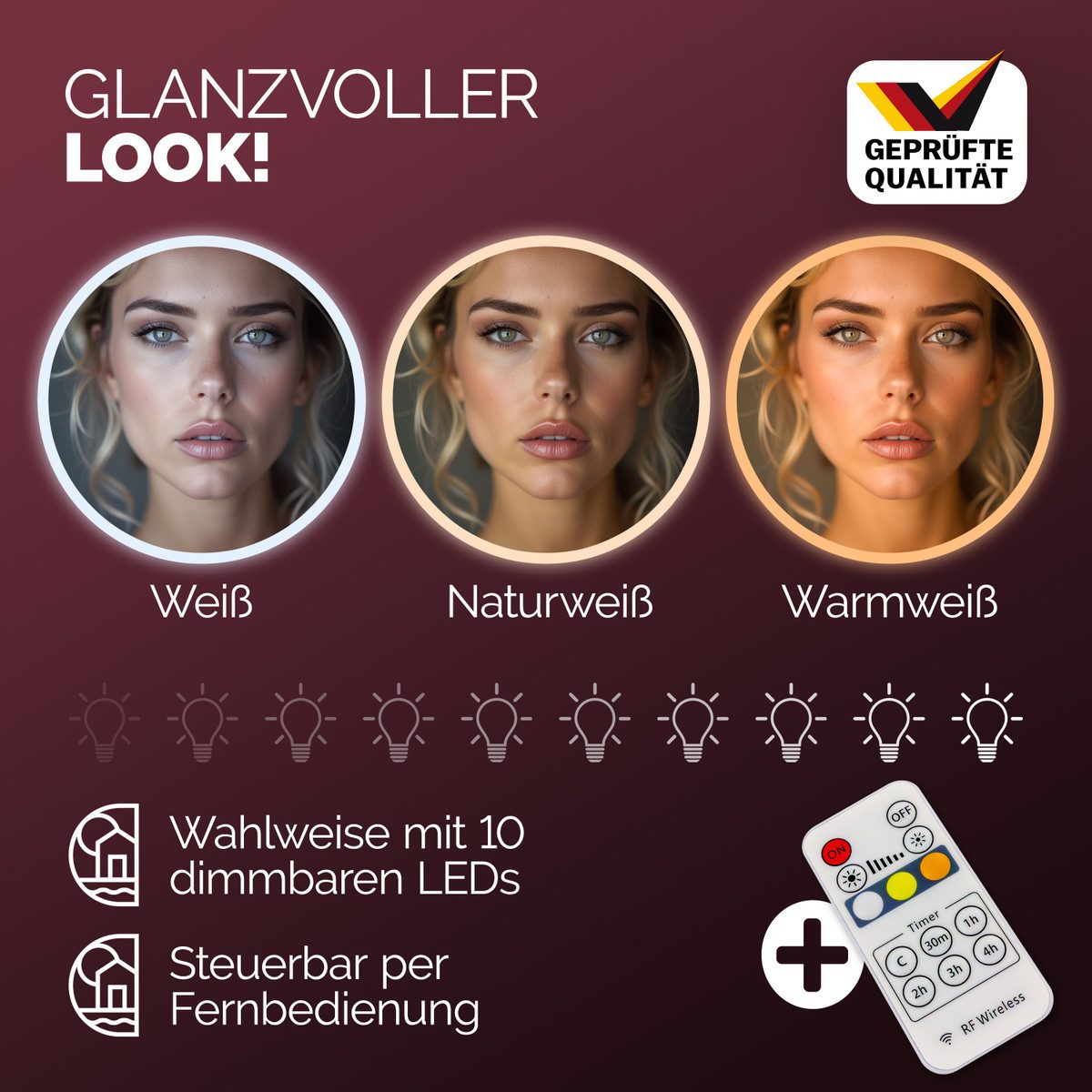 Casaria Schminktisch Jocelyn (1-St), mit Spiegel und LED Beleuchtung Schmin günstig online kaufen