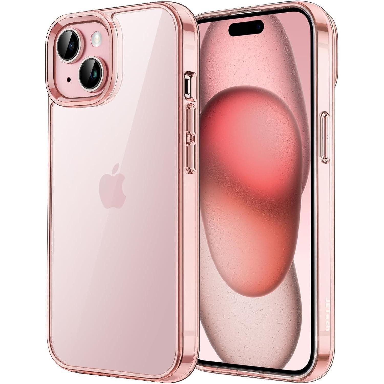 Handyhülle Hülle iPhone 15 Stoßfest Transparent Anti Kratzt Vergilbung Rosa