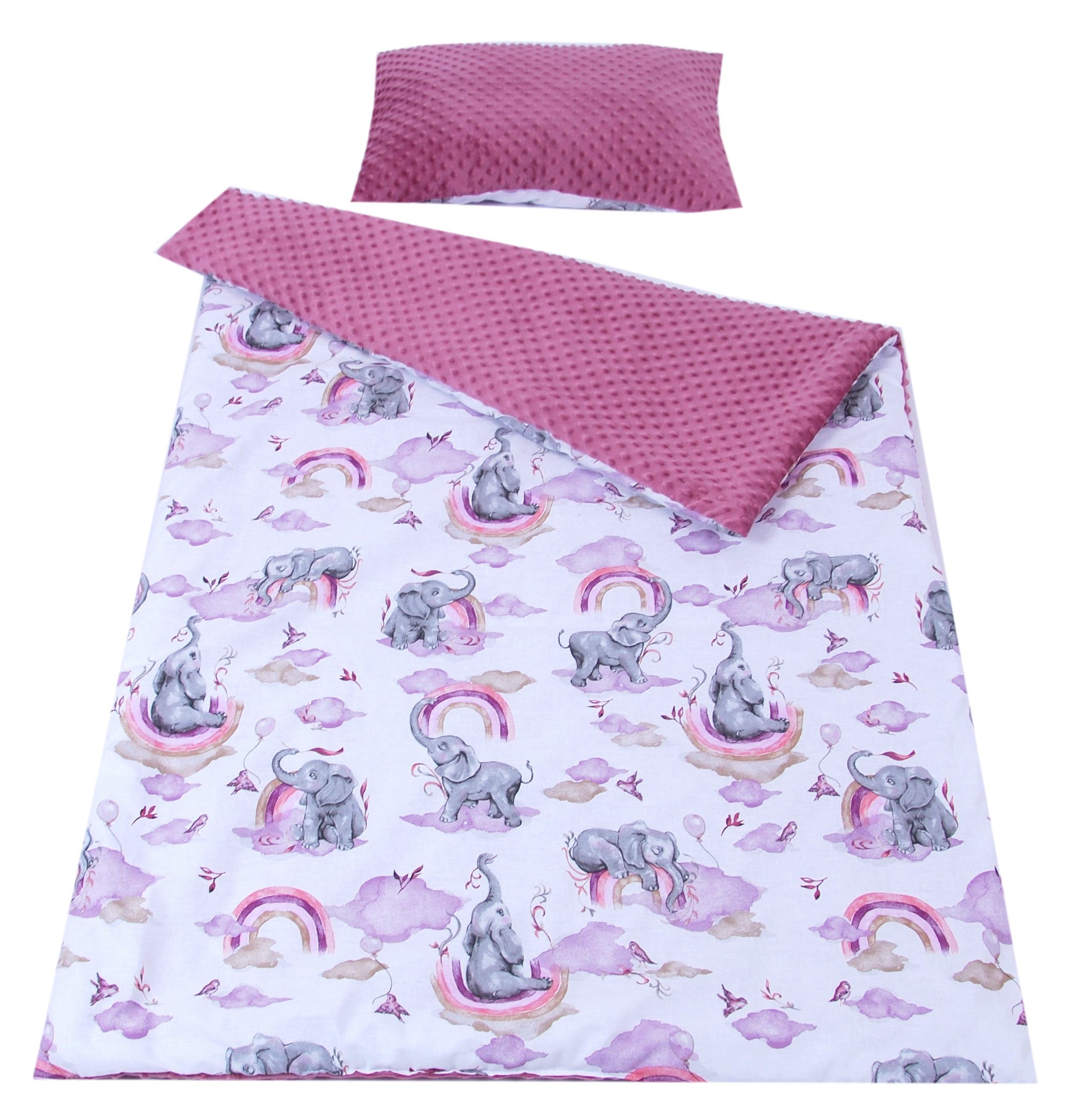 Kinderdecke BABYLUX Kuscheldecke 100 x 150 cm Babydecke Kinderdecke MINKY XXL, BabyLux, 125. Elefanten Rosa mit Kissen