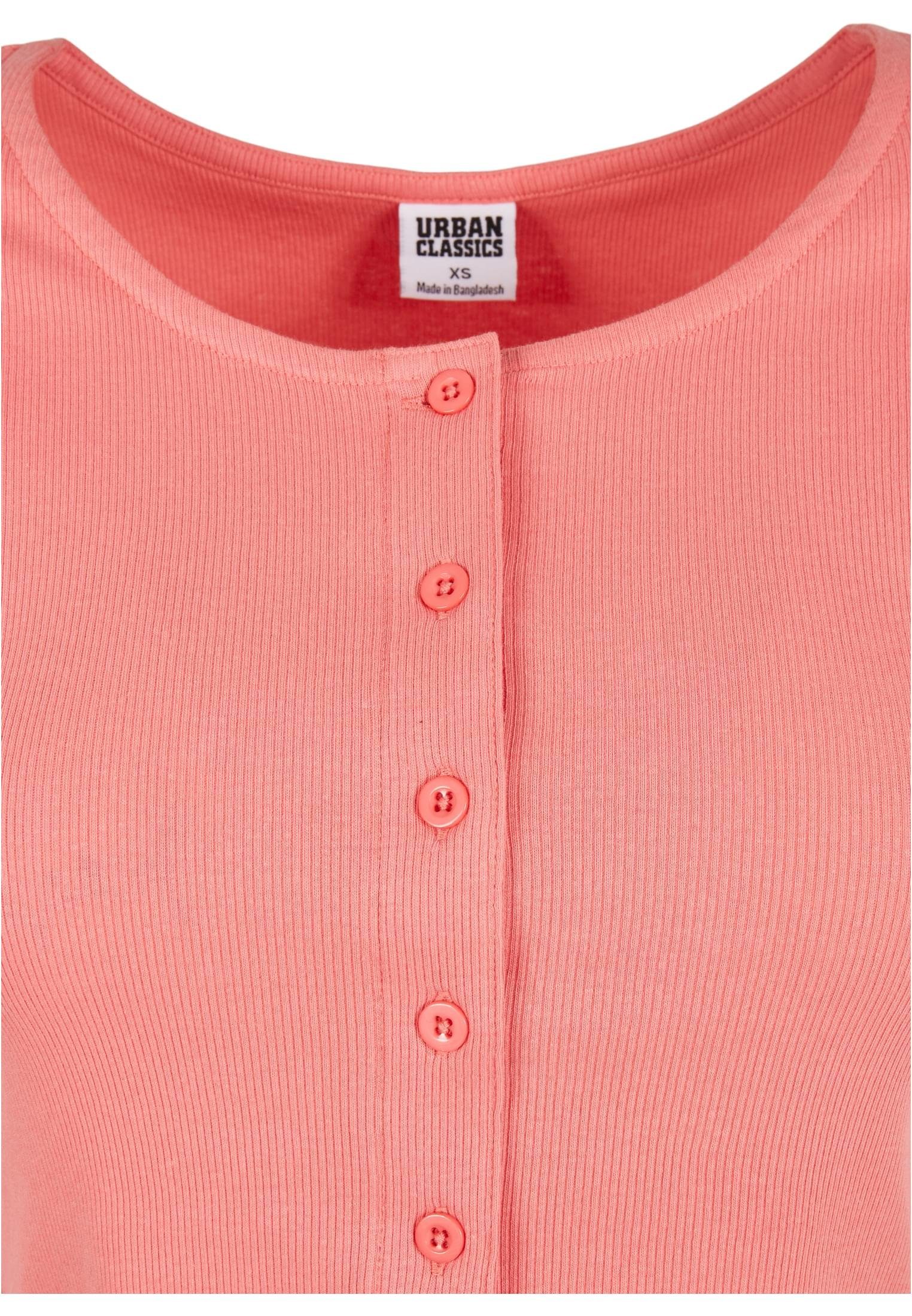 Up Damen Cropped Rib Shirtjacke Button (1-tlg) Tee URBAN CLASSICS Ladies palepink
