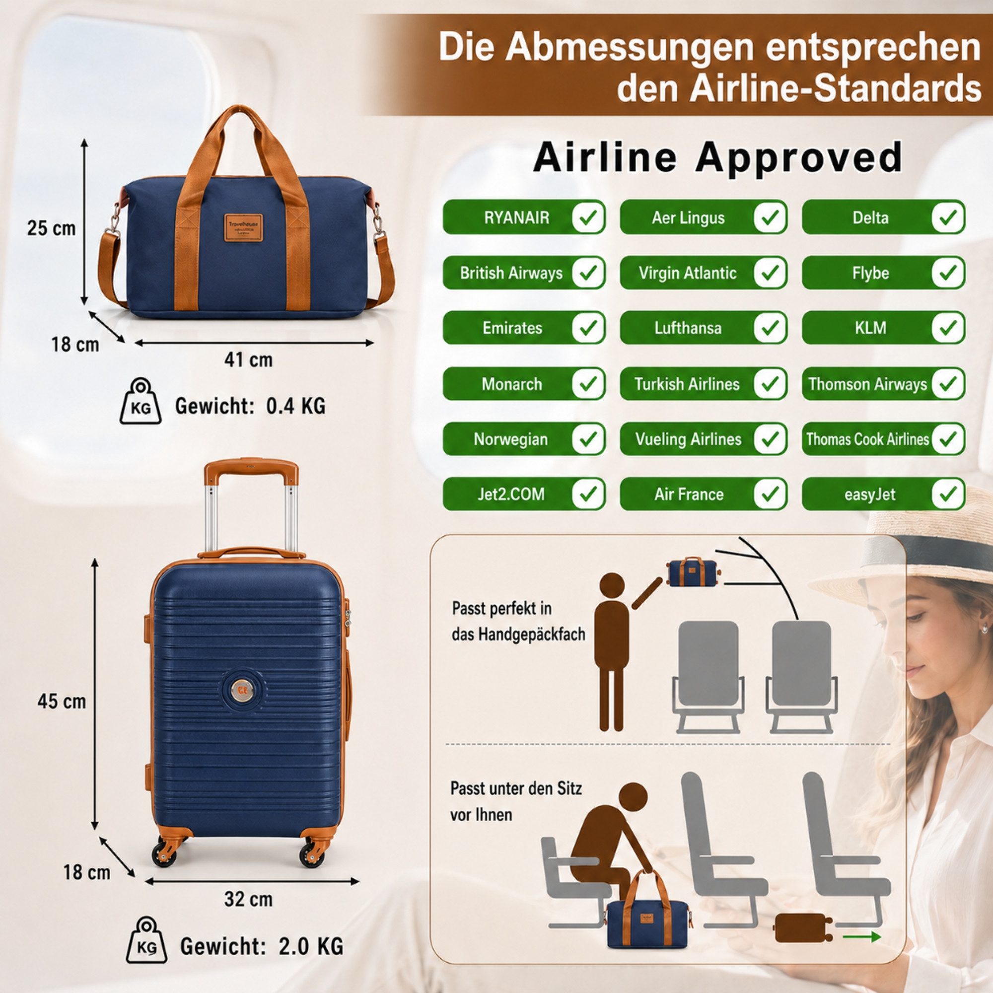 Travelhouse Trolleyset Bari, 4 Rollen, (Spar-Set, 6 tlg., Hartschalen Trolley-Set 6-teilig) – Bild 4 von 5