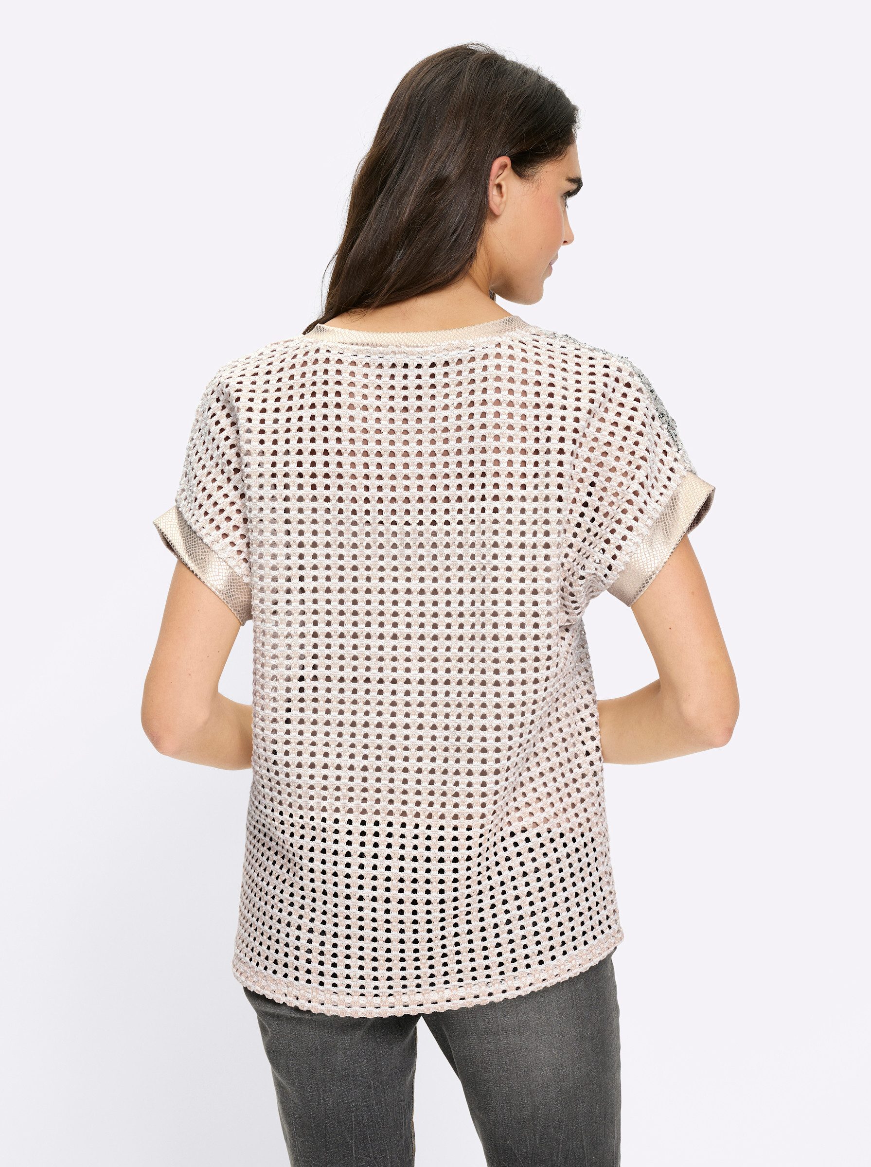 heine Strickpullover Pullover Kurzarm Ajour
