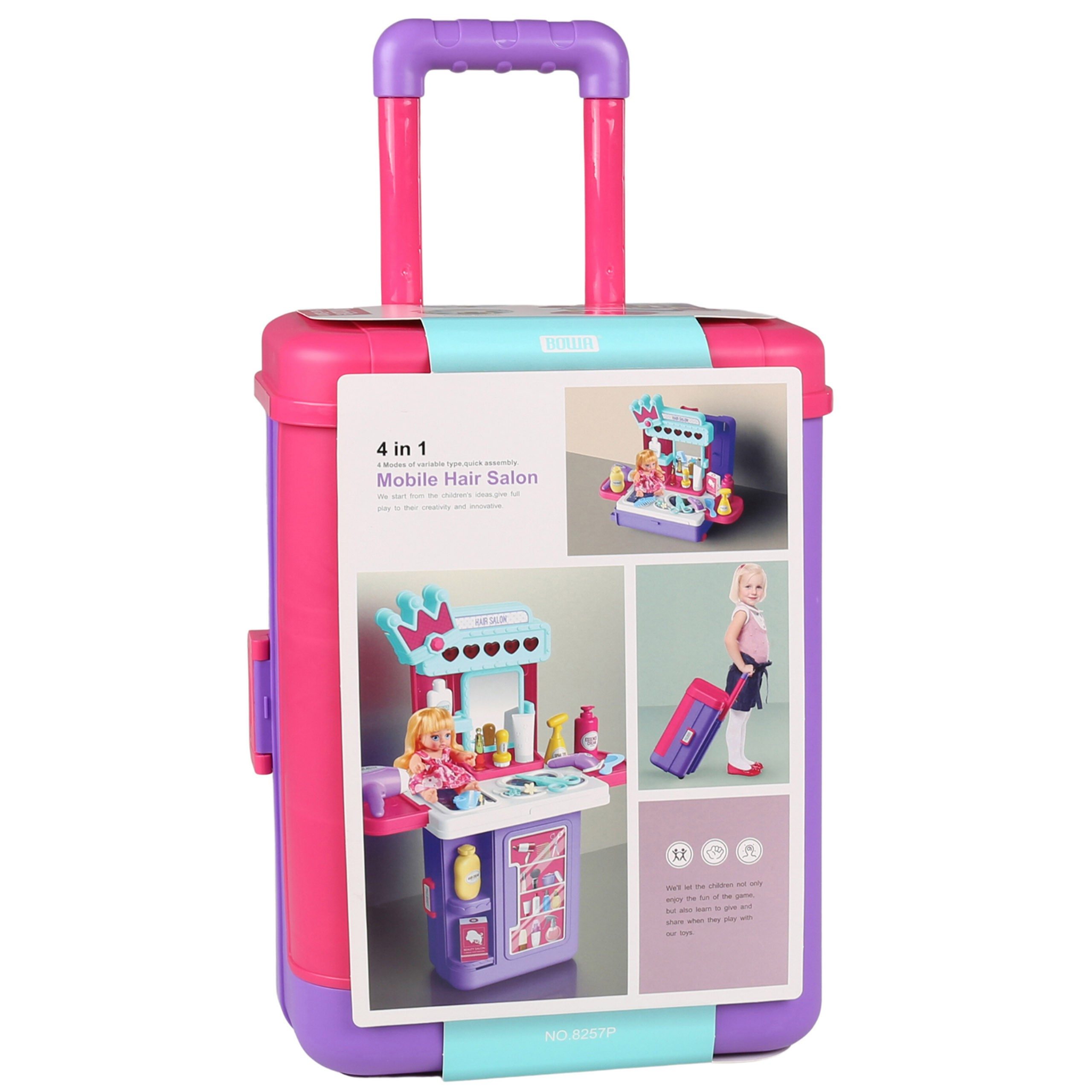 Spielwerkbank Friseur, Friseursalon in einem Koffer für Kinder 4in1 Mega Creative