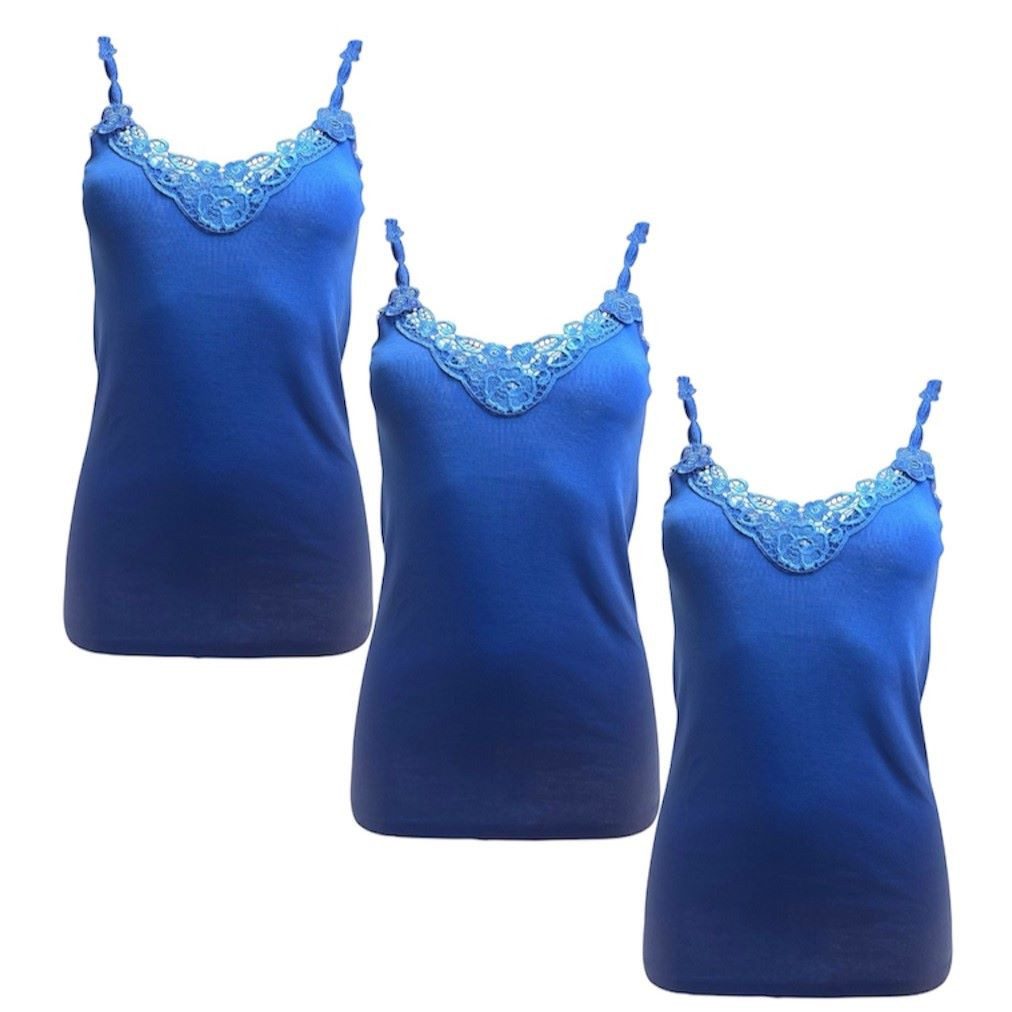 Toker Collection® Achseltop Damen Unterhemd mit elastischen Trägern im 3er Pack (Spar Packung, 3er Pack) aus reiner Baumwolle