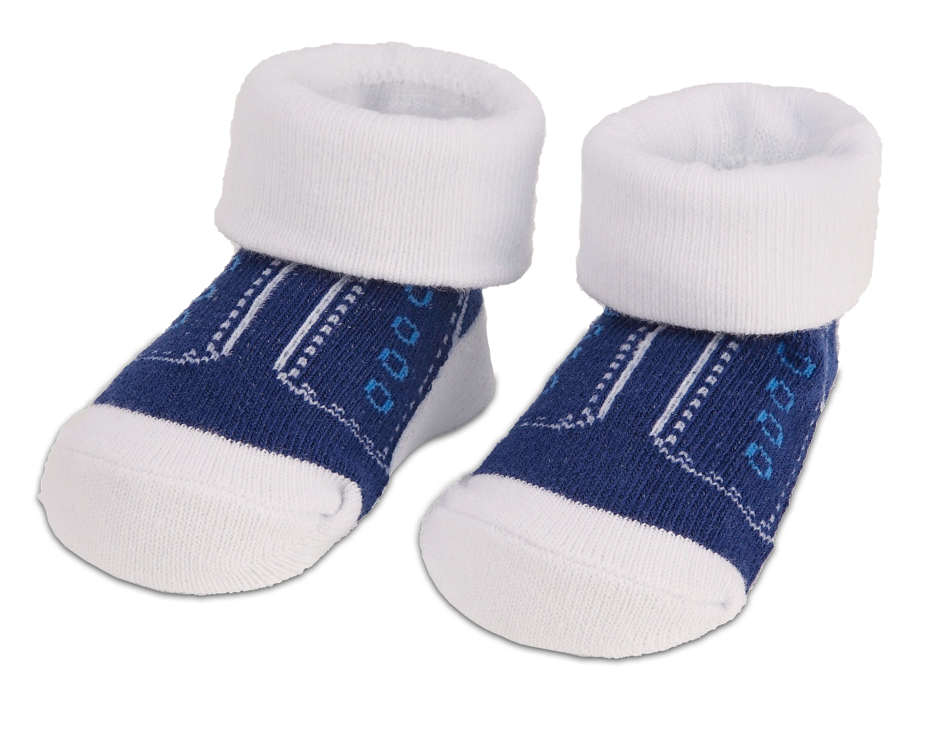 BRUBAKER Socken Babysocken für Jungen und Mädchen 0-12 Monate (4-Paar, Baumwollsocken im Sneaker Style) Turnschuh Design, Baby Geschenkset in Geschenkverpackung – Bild 5 von 5