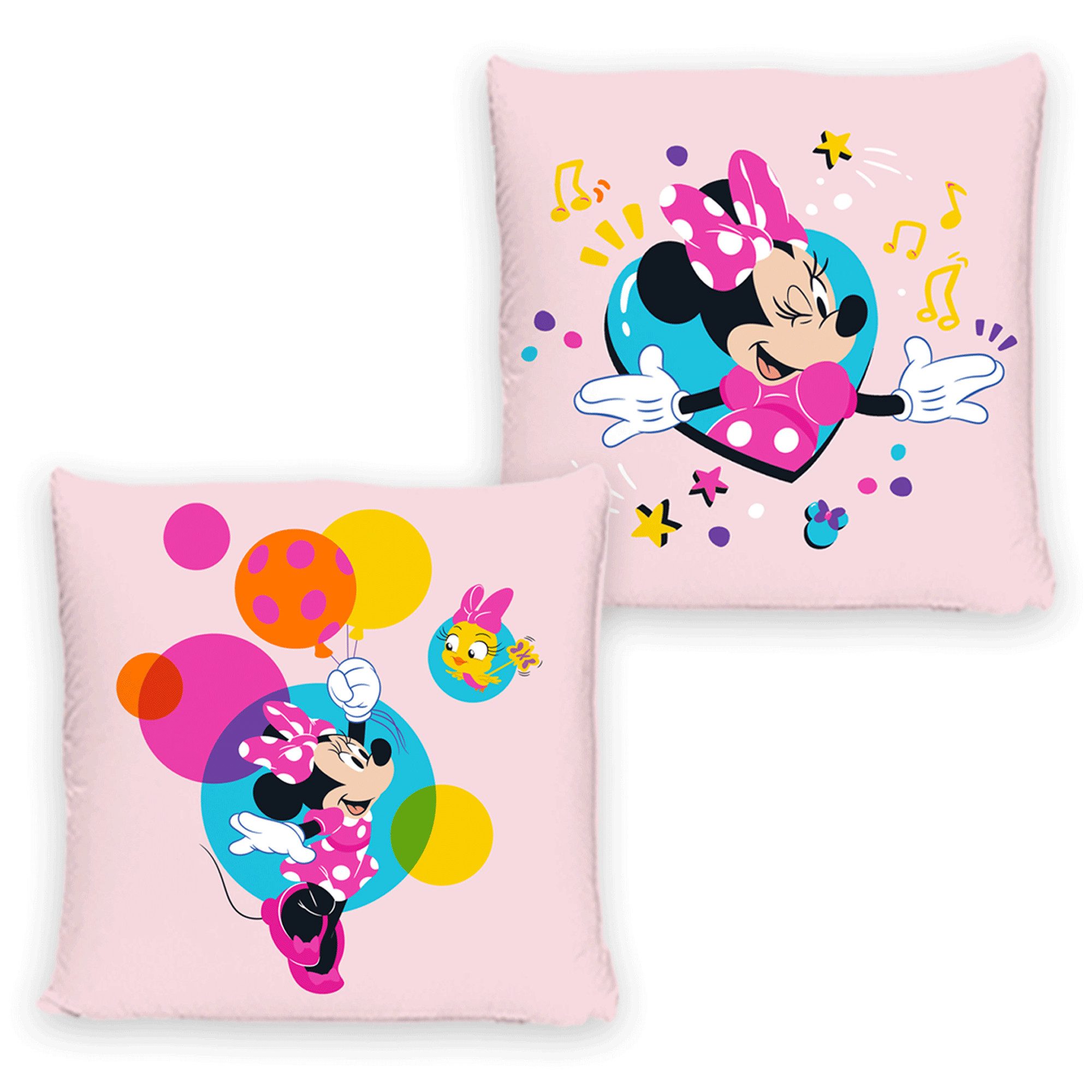 BERONAGE Dekokissen Minnie Mouse Kissen Balloon 40 x 40 cm ideal für Kinderzimmer, passend zur Bettwäsche
