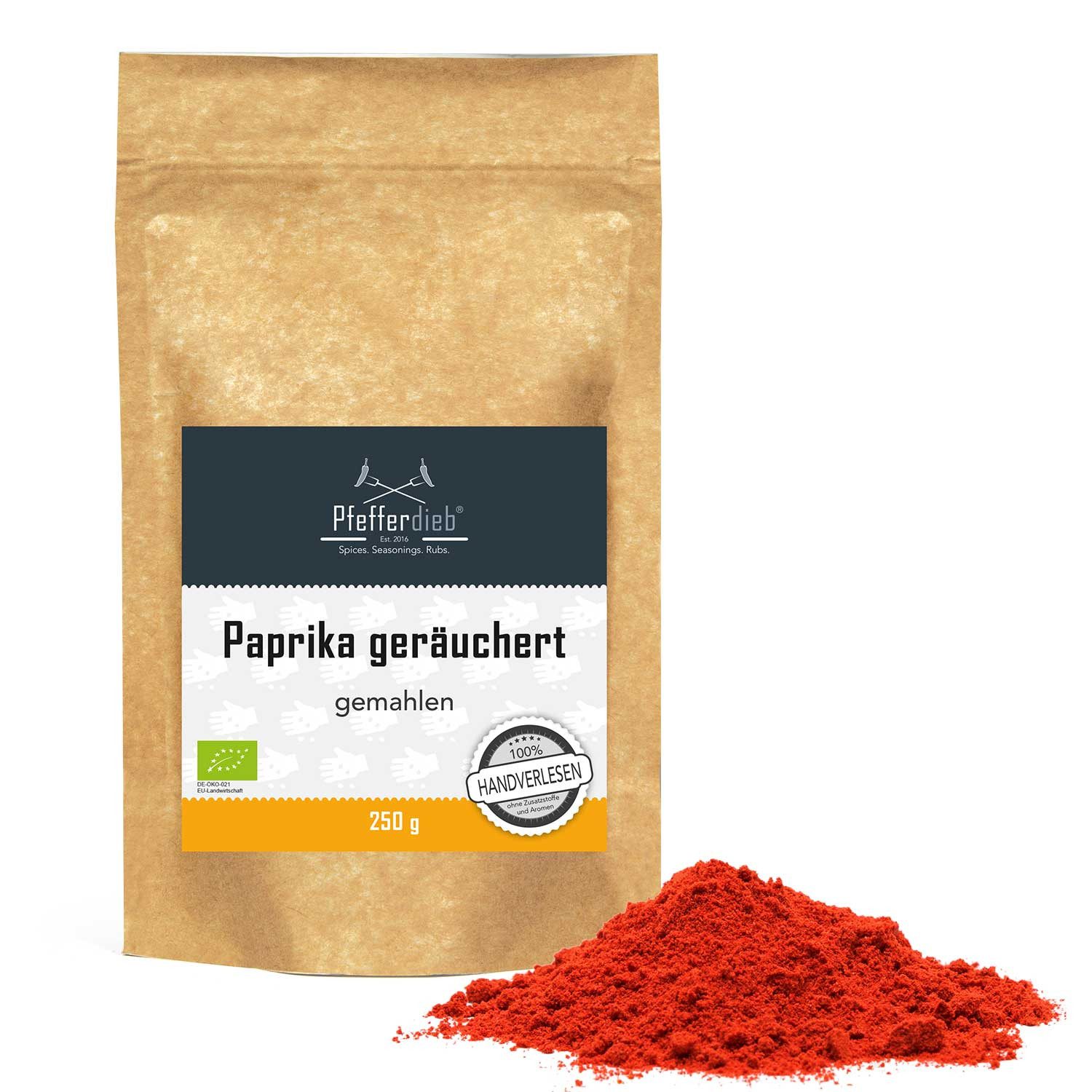 Pfefferdieb Gewürz Paprika geräuchert, gemahlen, süß, BIO, 250g, Leicht süßlich, fruchtig-aromatisch, mit köstlicher Rauchnote