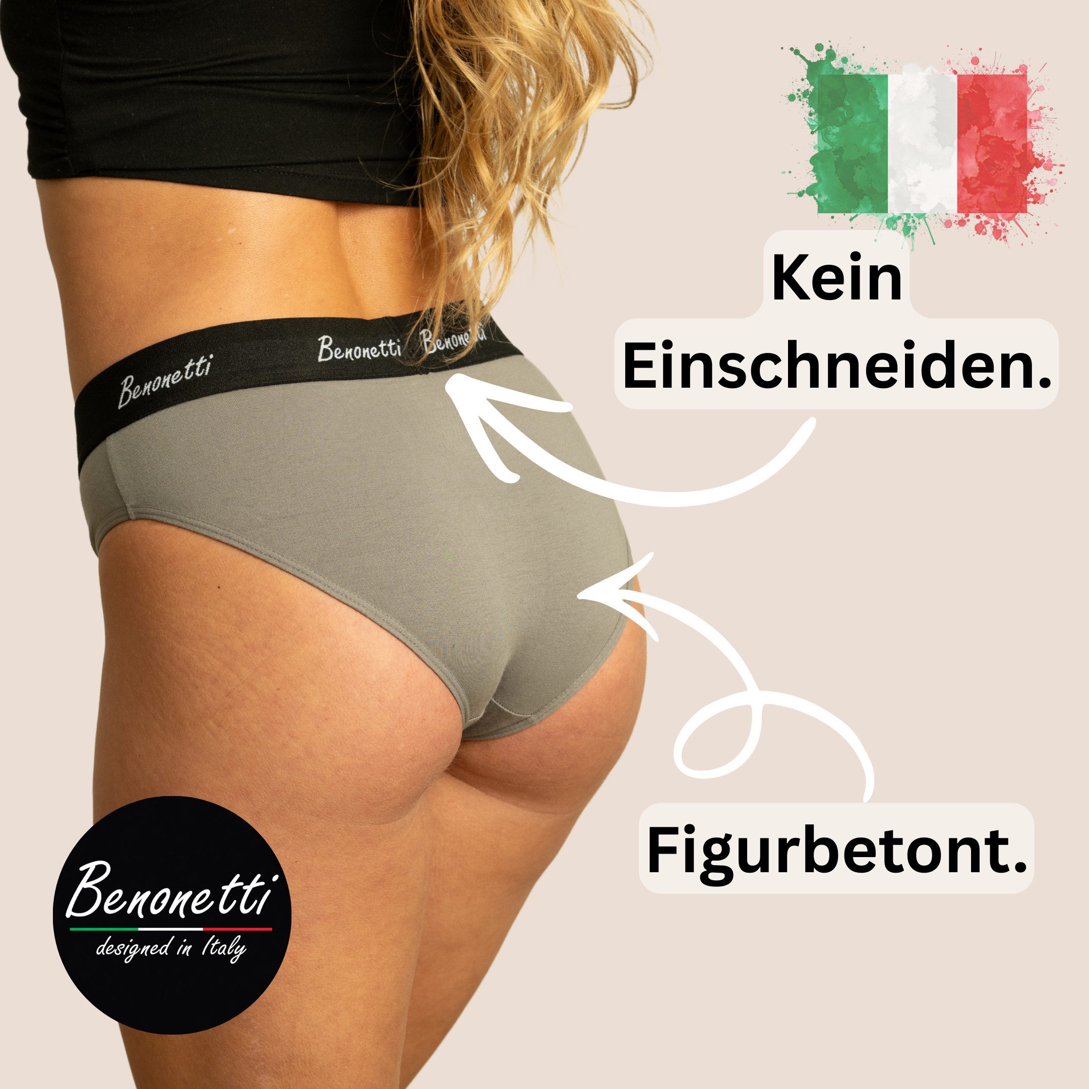 Benonetti Slip Damenslips Baumwolle Unterhosen Damen - Weich & atmungsaktiv nahtlose (3er Set, 3er-Pack) Sportlich & bequem