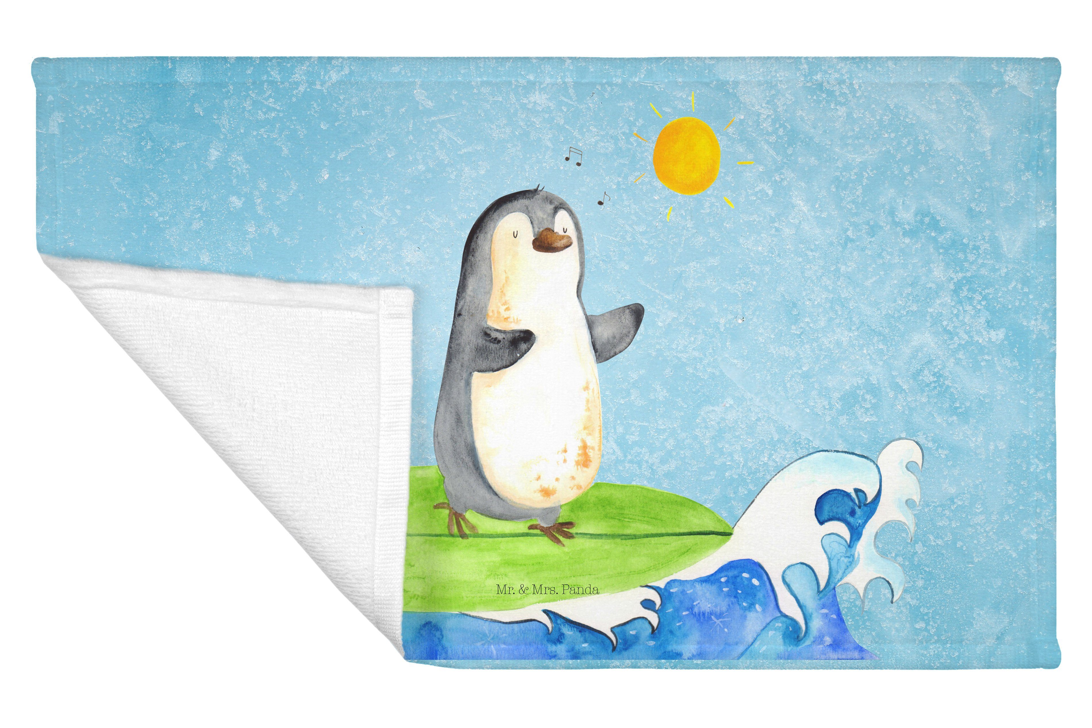 Wellen - Geschenk, W, Surfer Sport Pinguin Handtuch Mrs. reiten, Panda - (1-St) & Handtuch, Eisblau Mr.