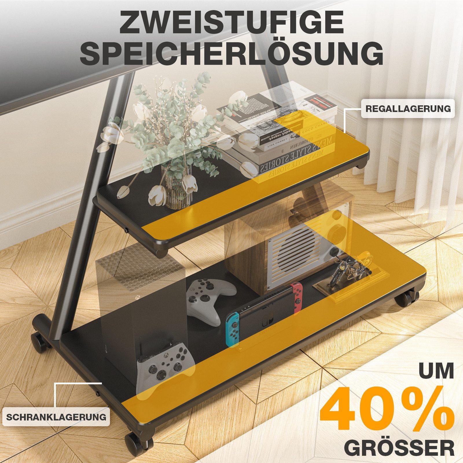 TVON TV-Ständer Rollständer für Fernseher Höhenverstellbar für 32-80 Zoll Fernseher, (bis 80 Zoll, 1-tlg., bis zu 68 KG Max. VESA 600 x 400 mm)