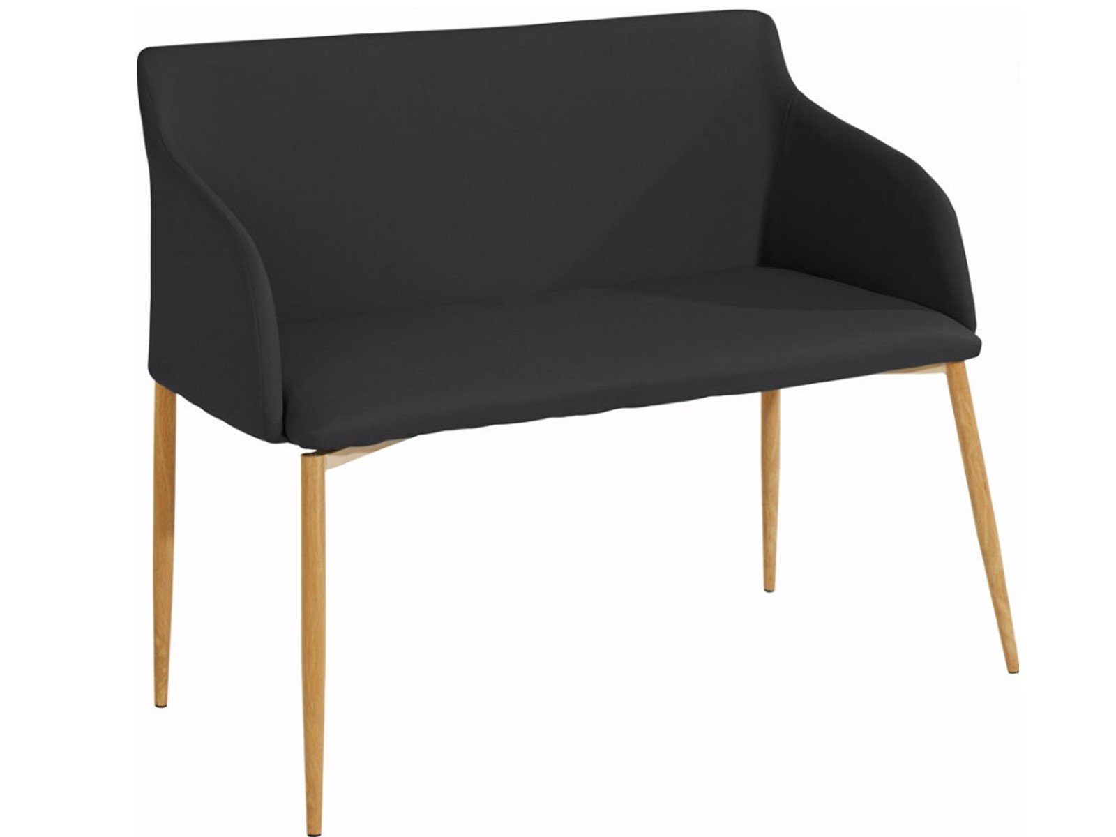 loft24 Sitzbank Nora, Polsterbank mit Bezug aus Kunstleder, Metallgestell in Holzoptik