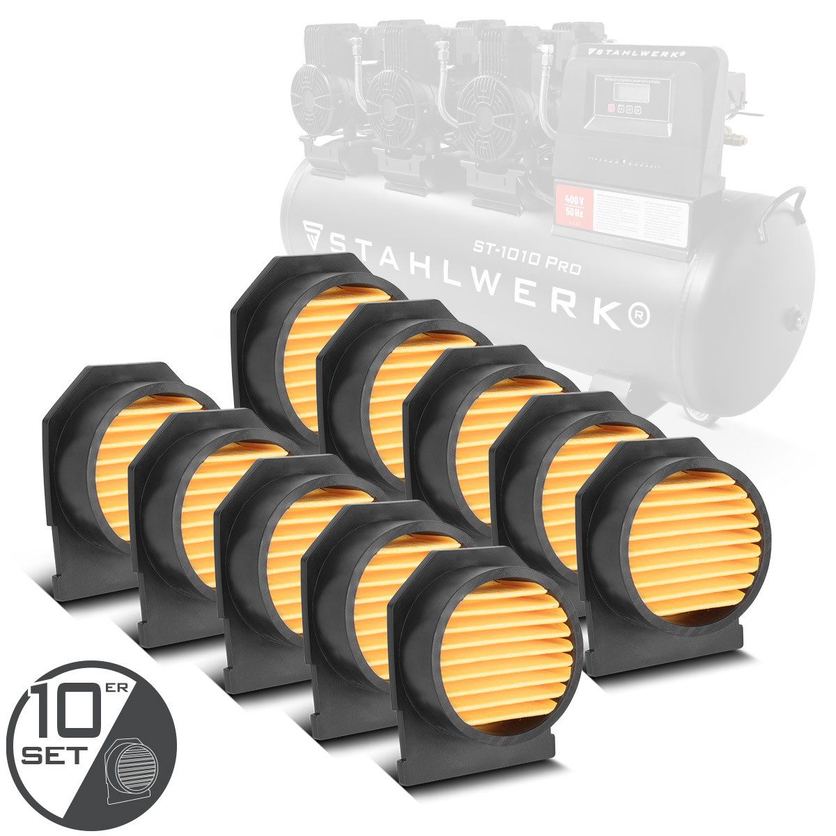 STAHLWERK Kompressor 10er Set Ansaugfilter Partikelfilter Kompressoren Kompressorfilter, 10-tlg.